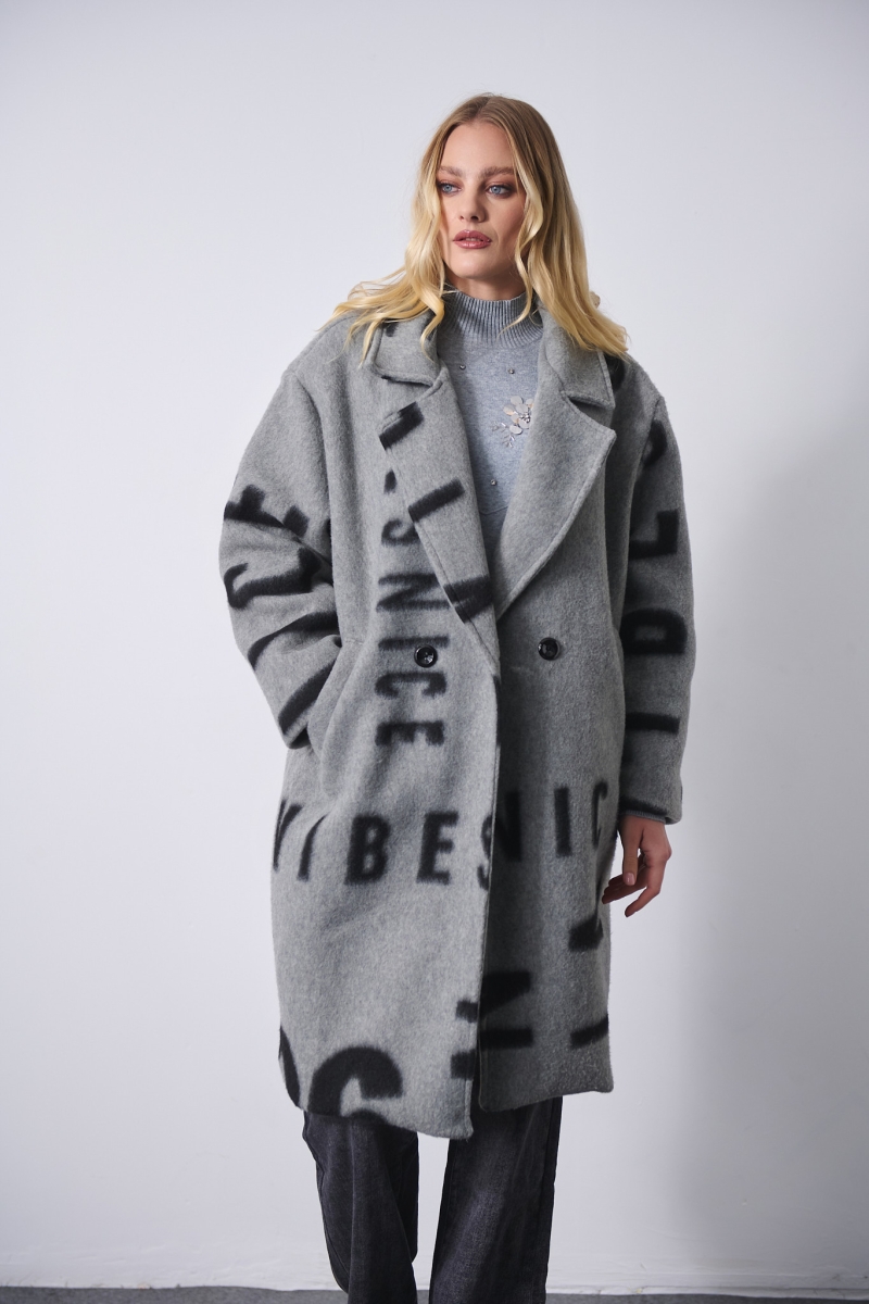 Παλτό Μοχέρ Με Γράμματα