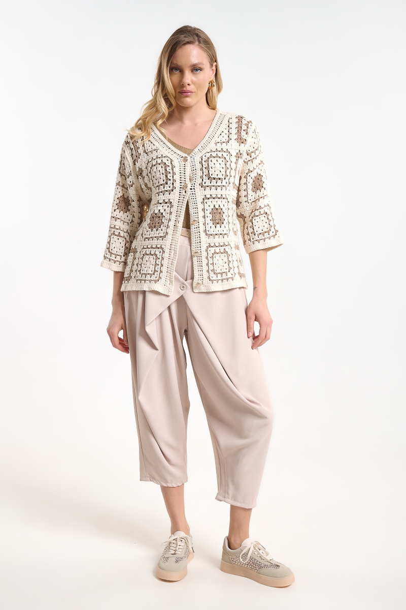 Knitted Cardigan with Pattern for Women