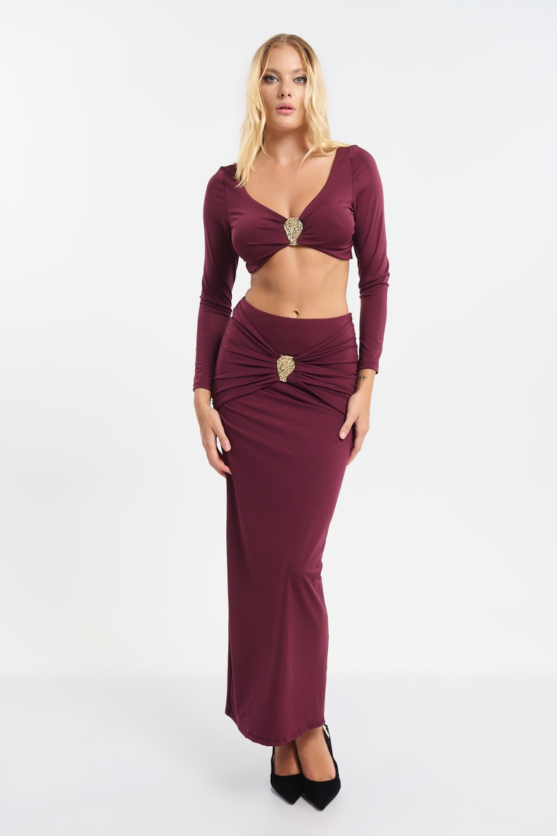 Set Τόπ & Φούστα Με Διακοσμητική Τόκα