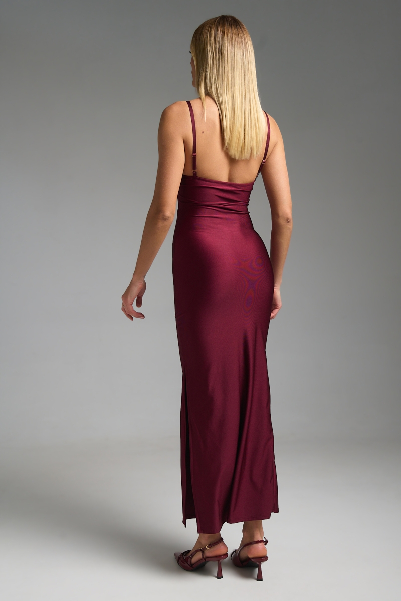 Φόρεμα Μάξι Τιράντα Με Φύλλα Στρας