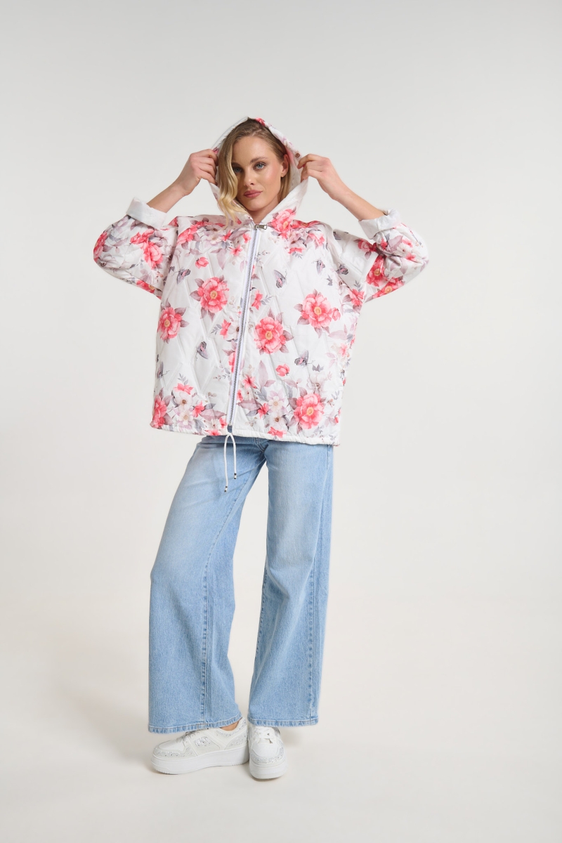 Floral Print Hooded Jacket