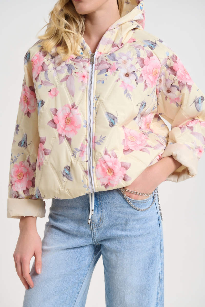 Floral Print Hooded Jacket