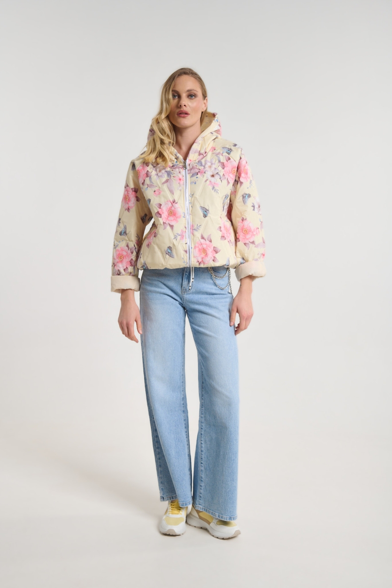 Floral Print Hooded Jacket