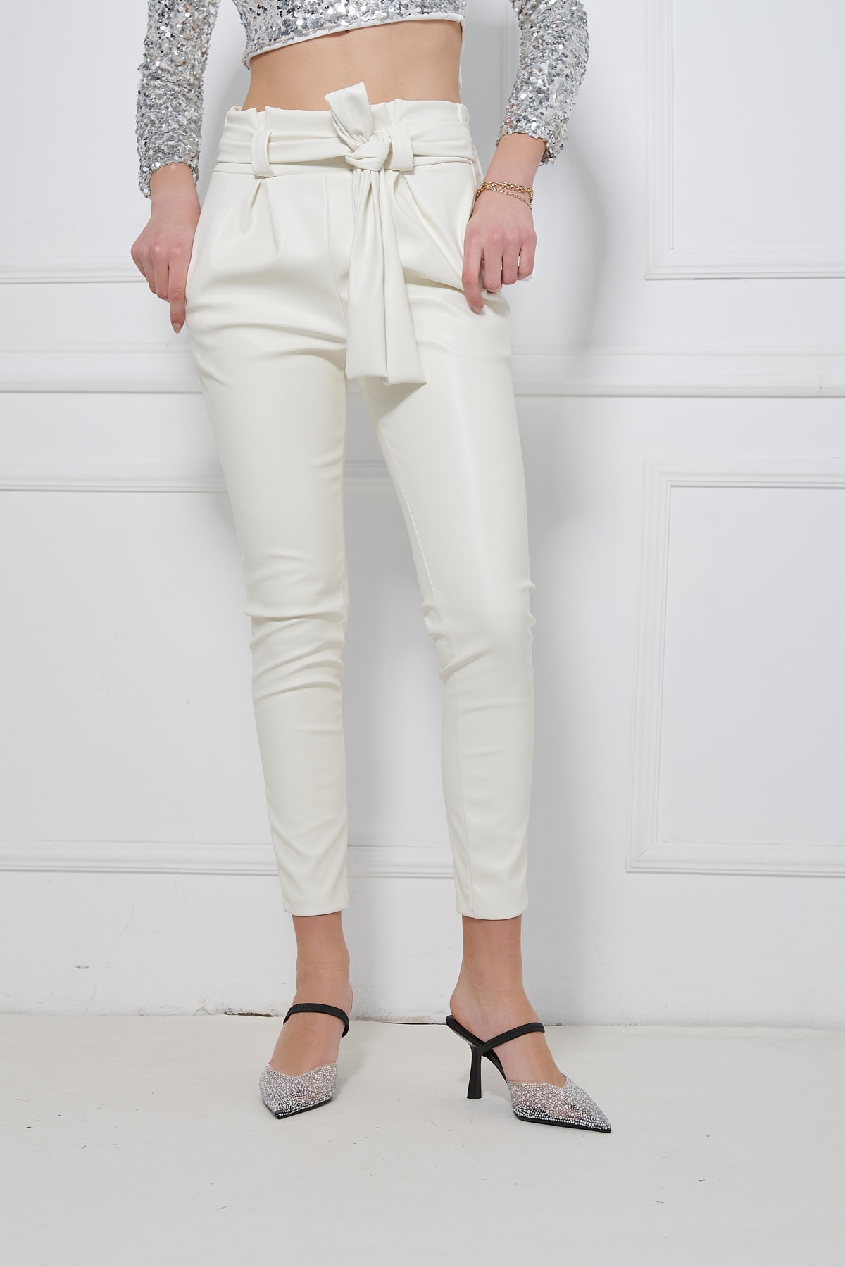 High-Waisted PU Pants