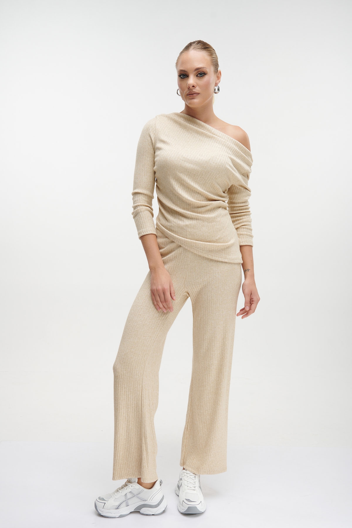 Draped Blouse & Pants Set