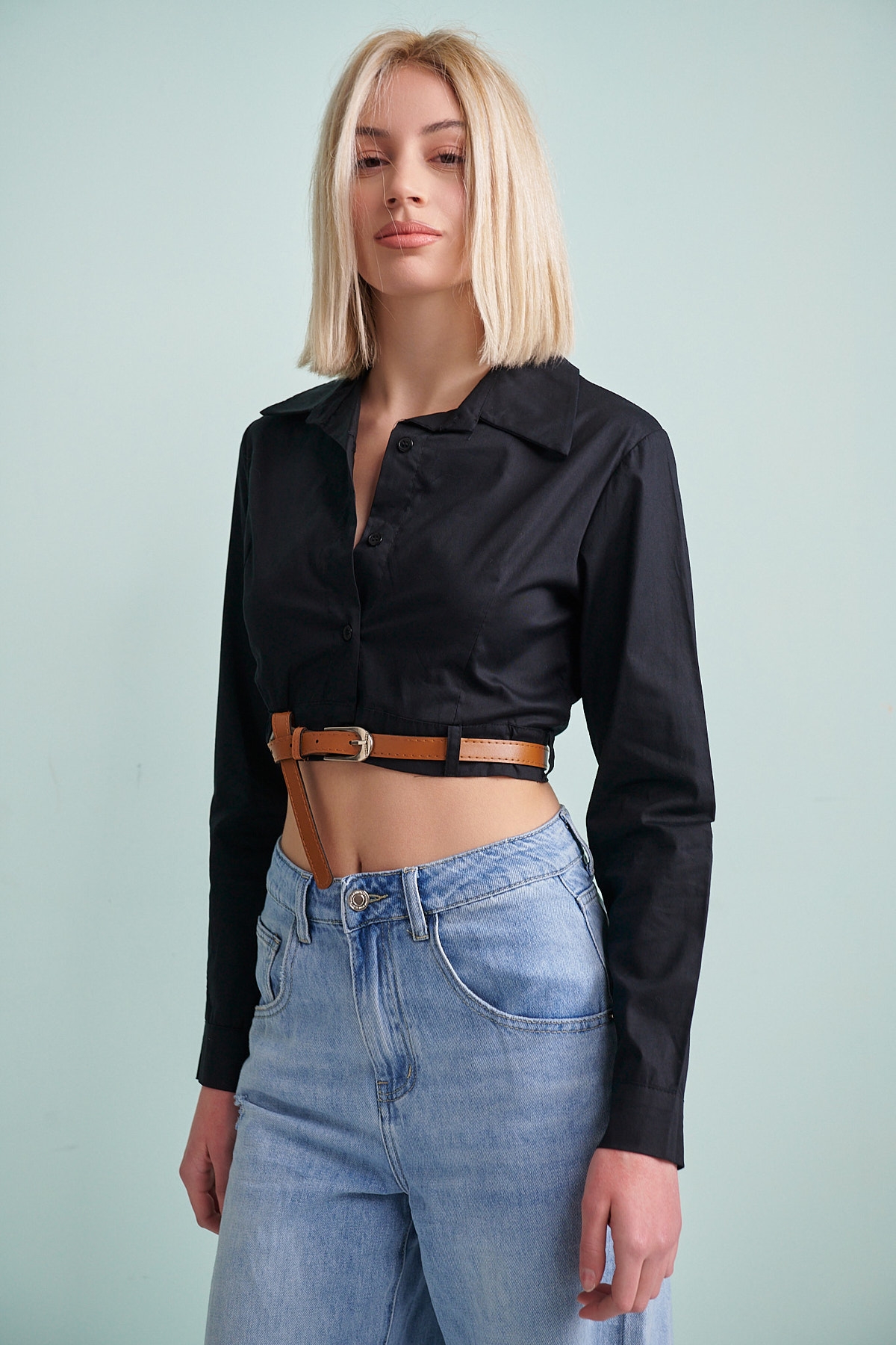 Cropped Belted SHIRT