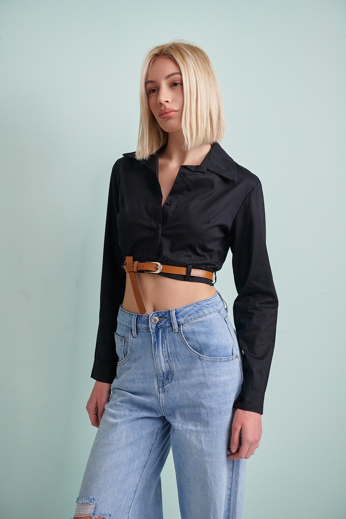 Cropped Belted SHIRT