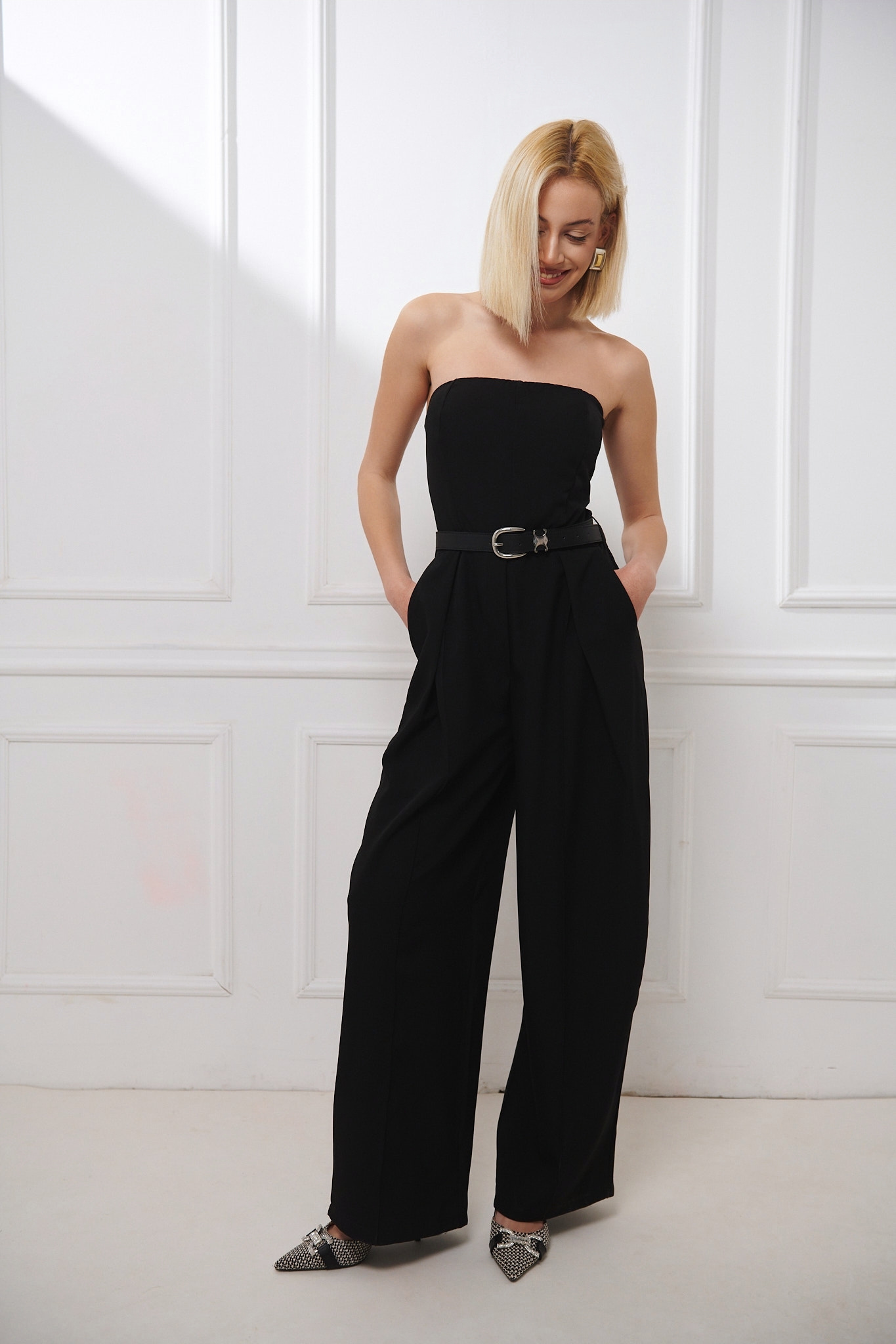 Belted Straples Jumpsuit