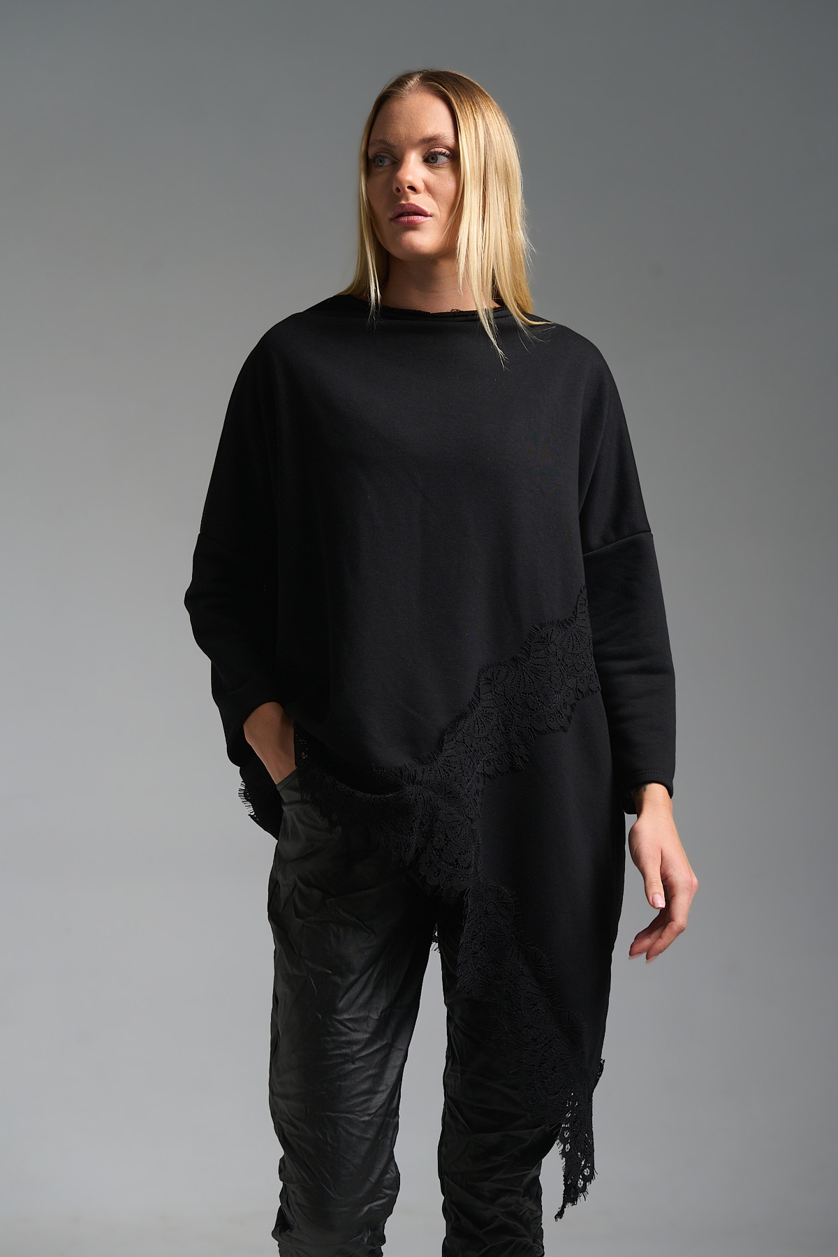 Μπλούζα Φούτερ Μύτη Με Δαντέλα