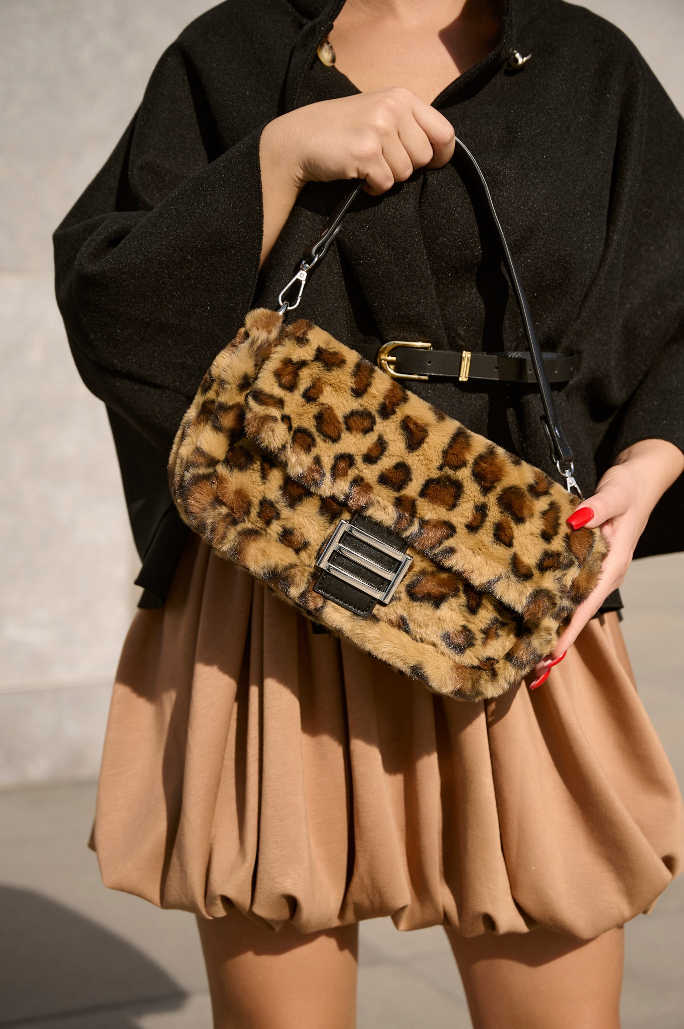 Animal Printed Fur Handbag