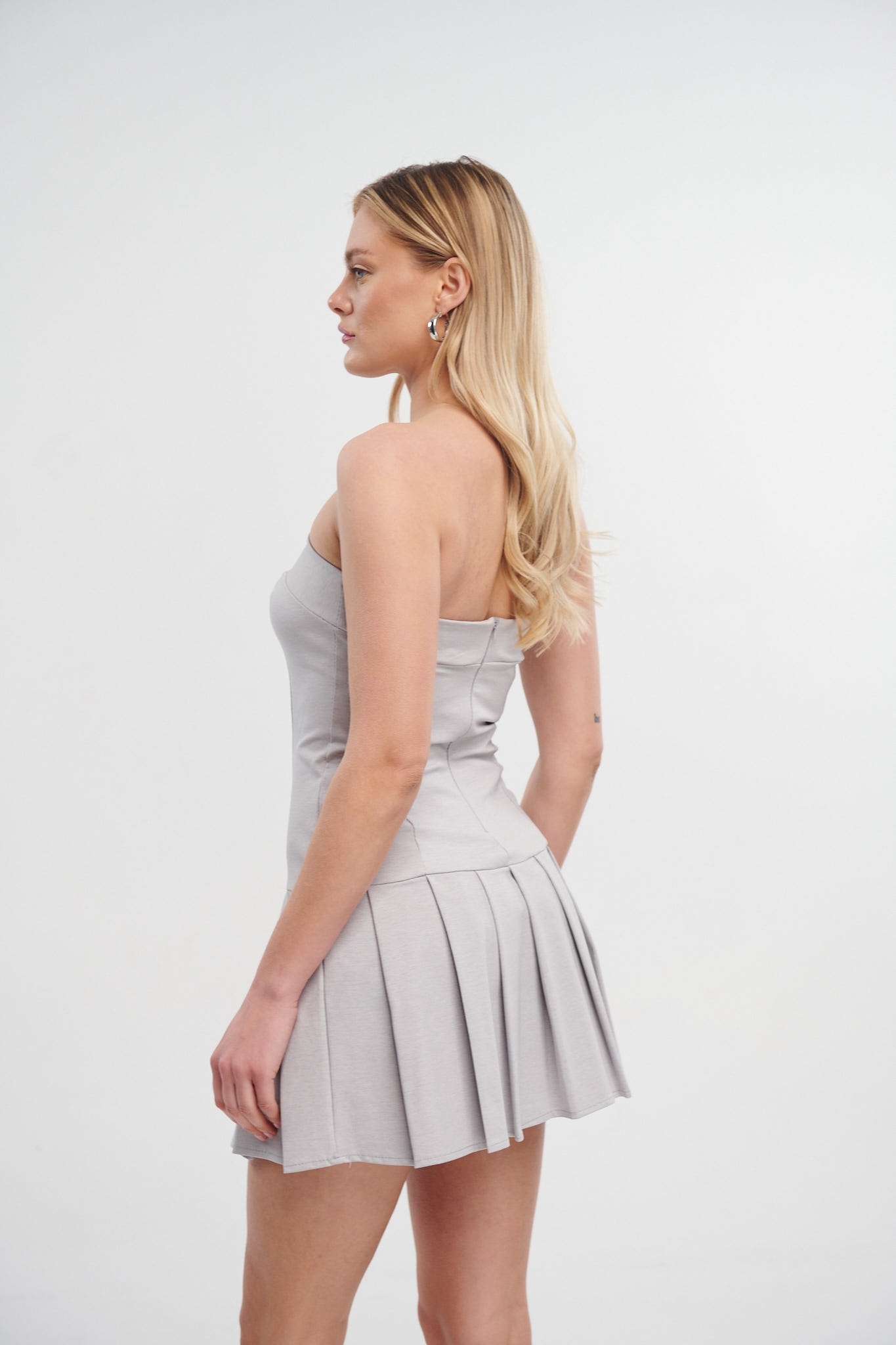 Pleated Bottom Strapless