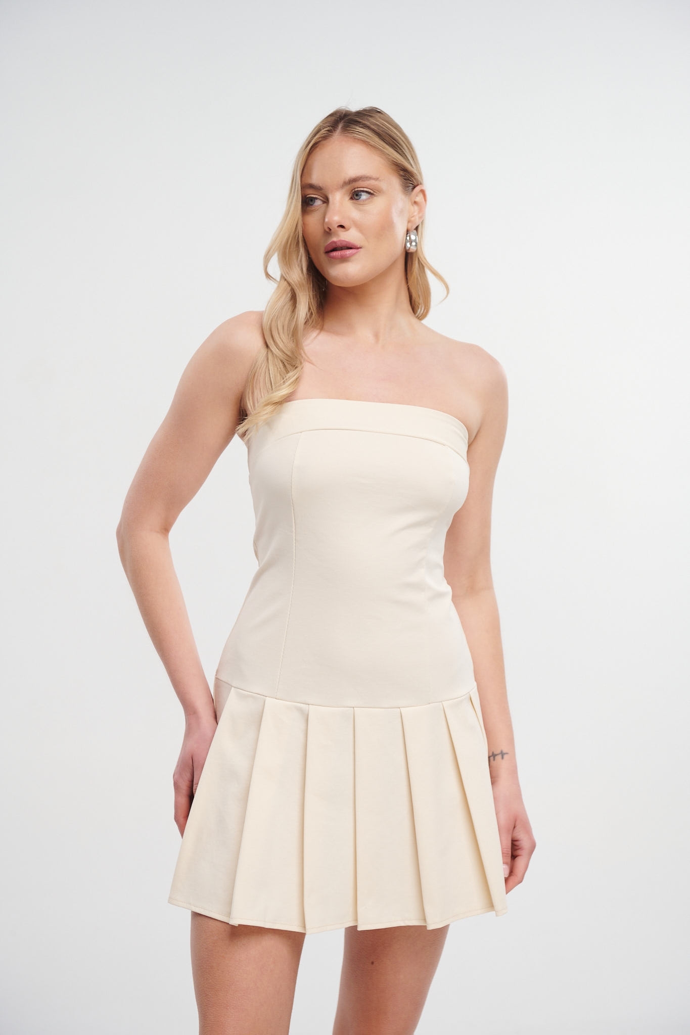 Pleated Bottom Strapless