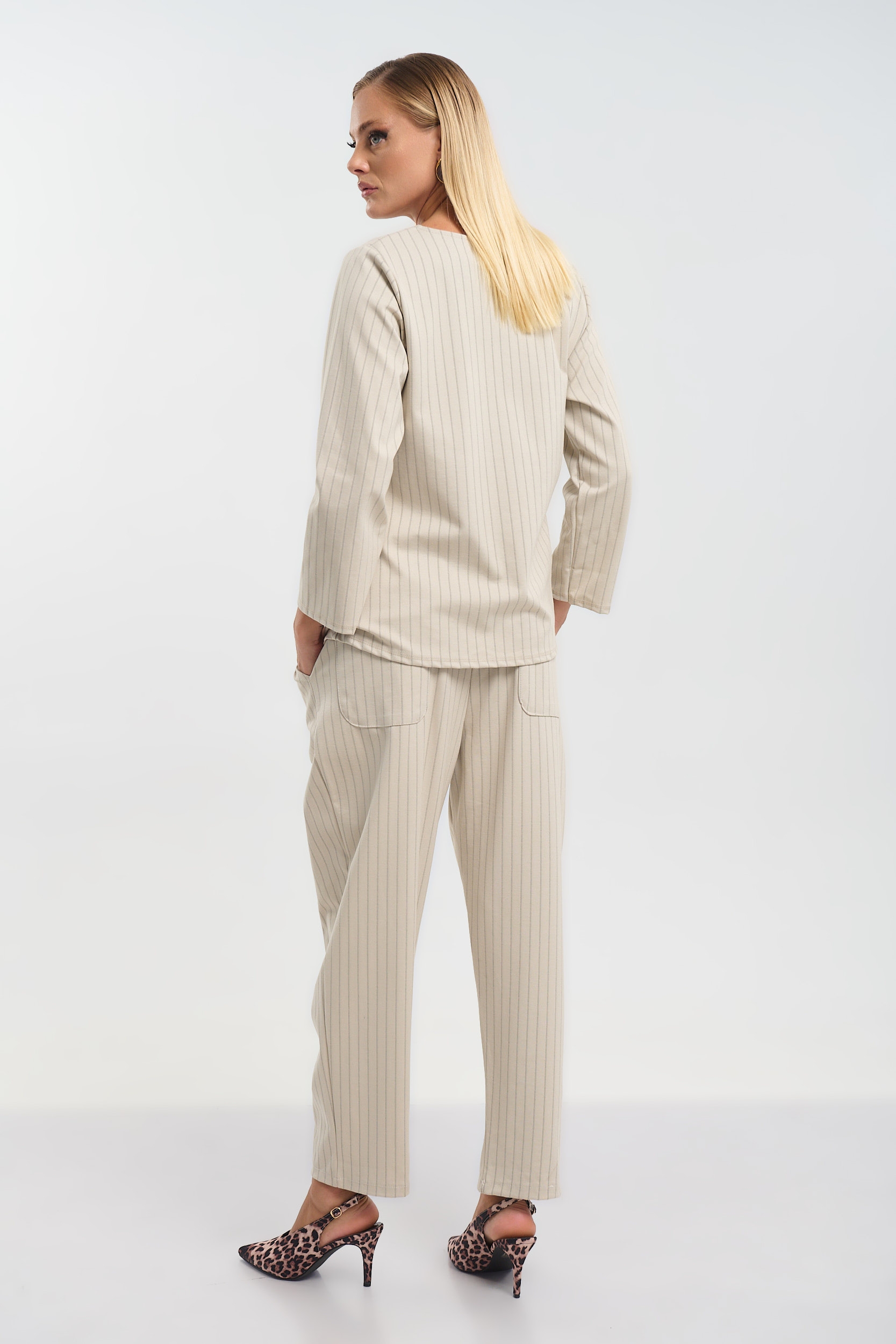 Σετ Μπλούζα Βράκα Ριγέ Με Δέσιμο