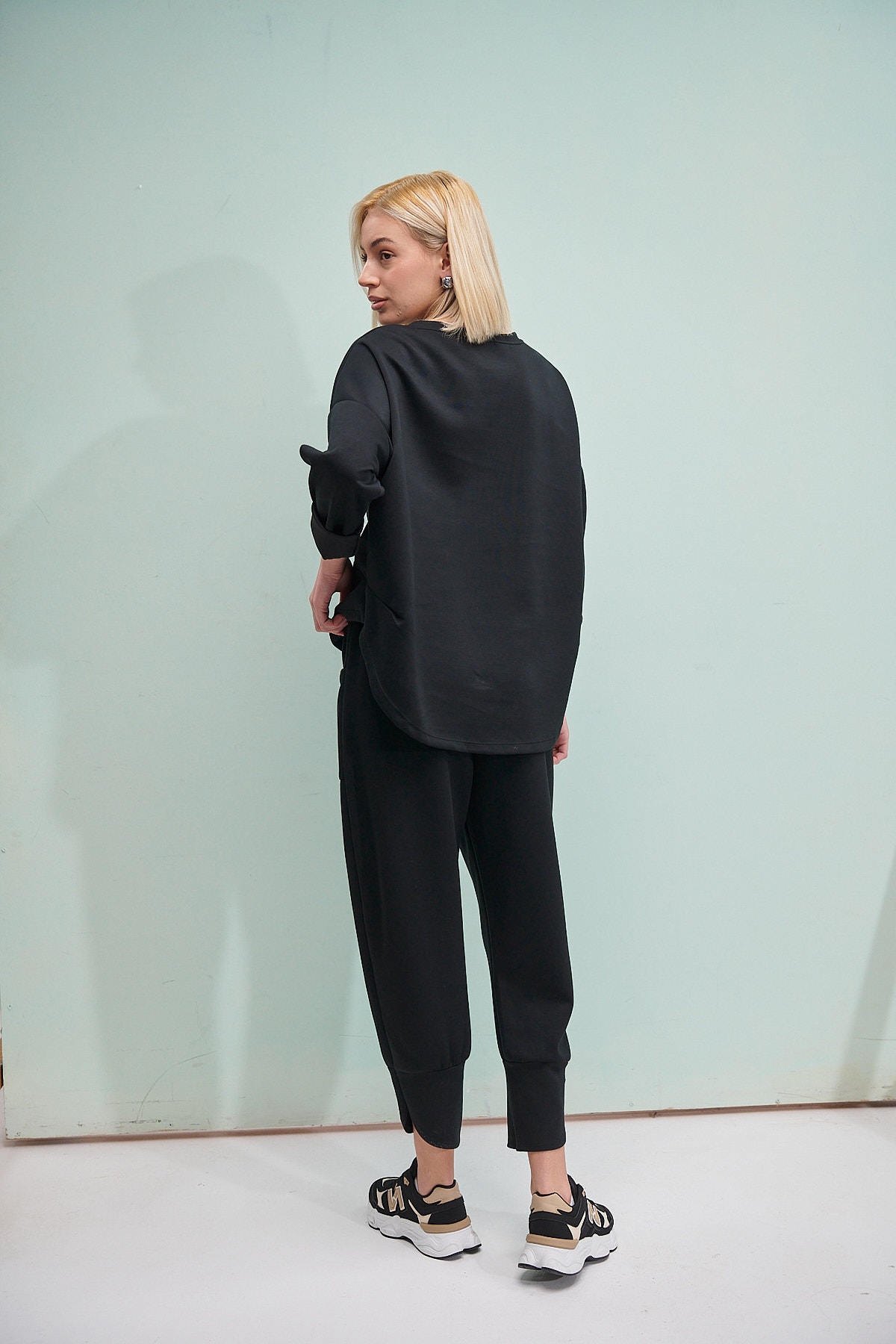 Rhinestoned Pocket Blouse Wide Pants Set