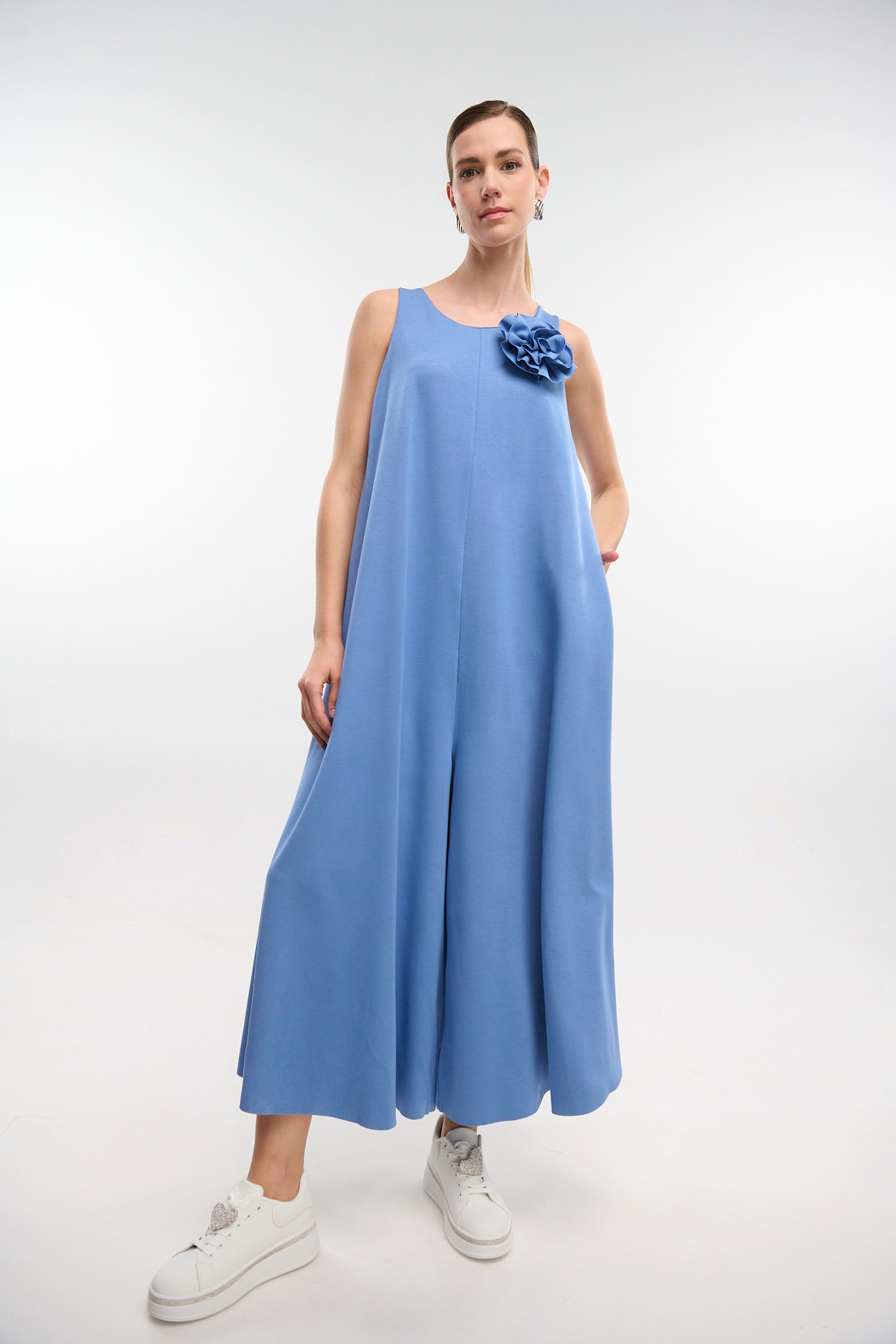 Oversized Jumpsuit With Brooch