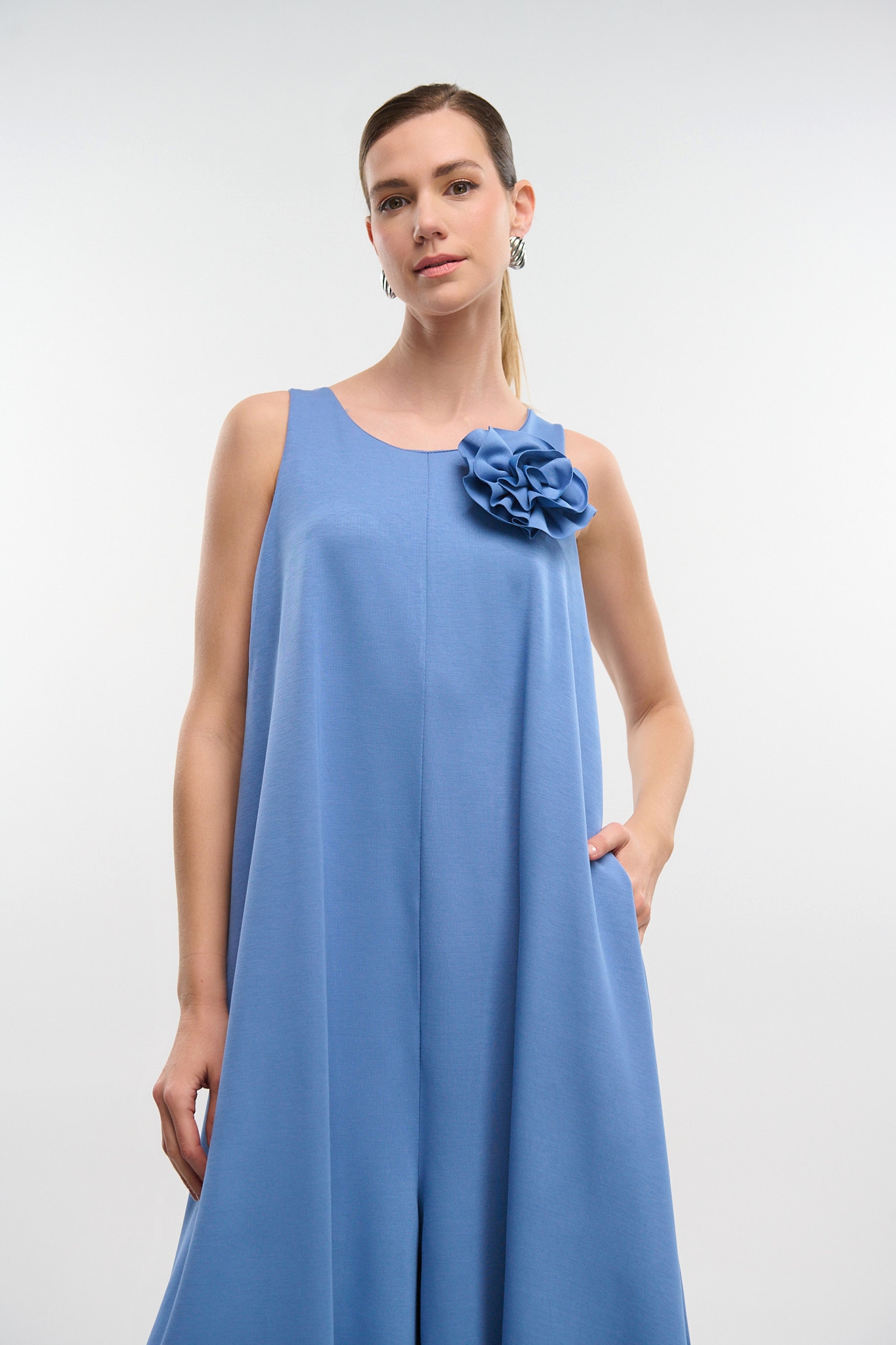 Oversized Jumpsuit With Brooch