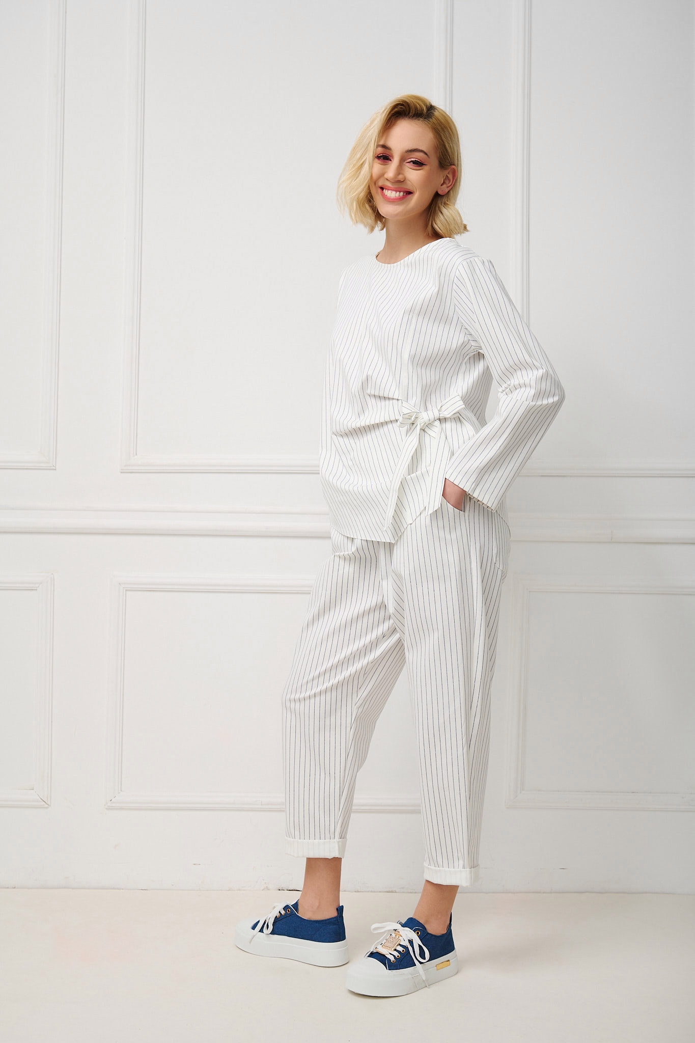 Striped Blouse and Trousers Co-Ord