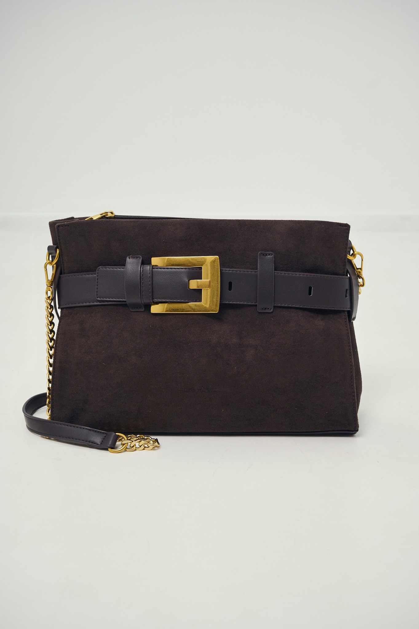 Belted Suede  Shoulder Bag