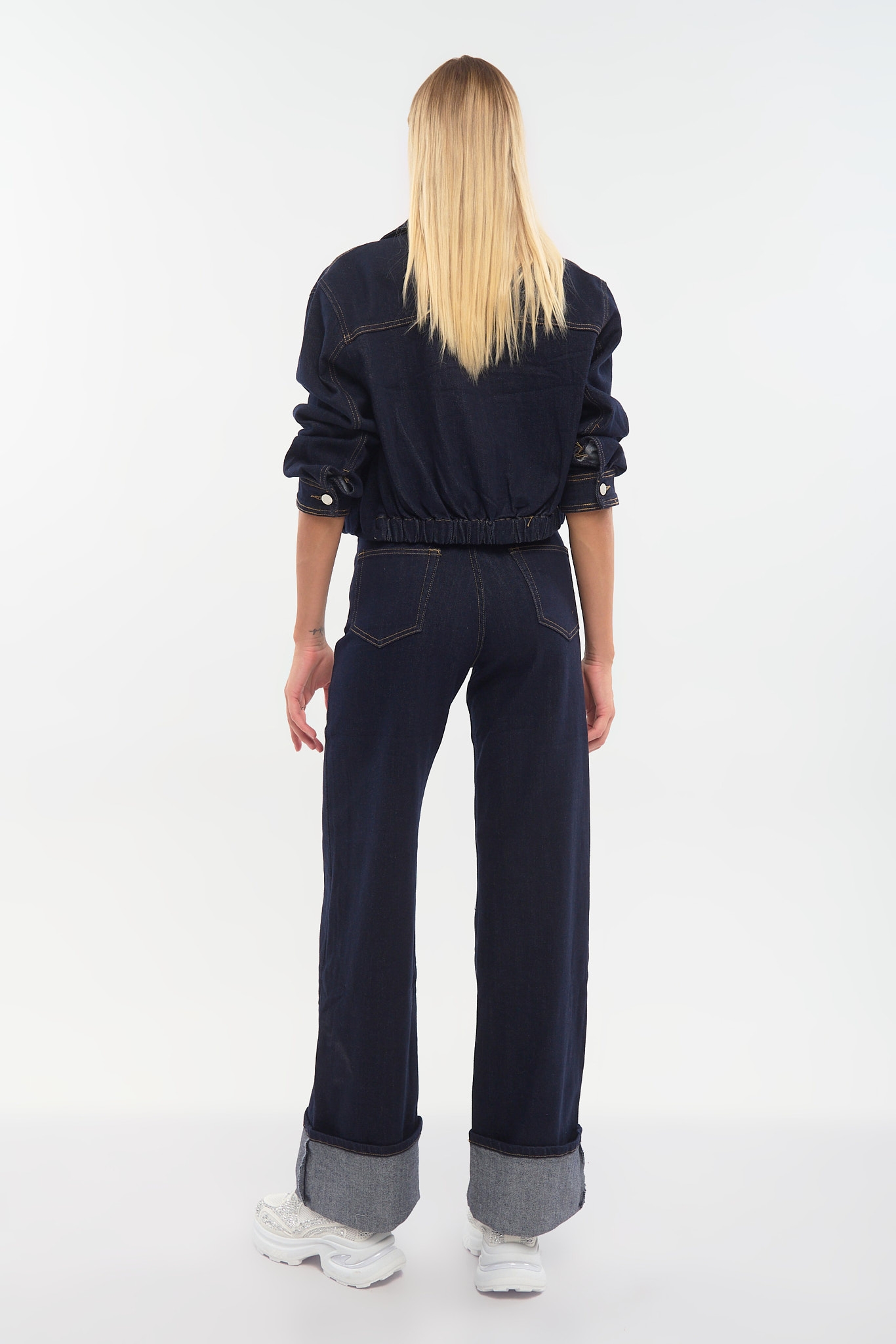 Wide Leg Denim Pants with Decorative Cuff – Standout Style