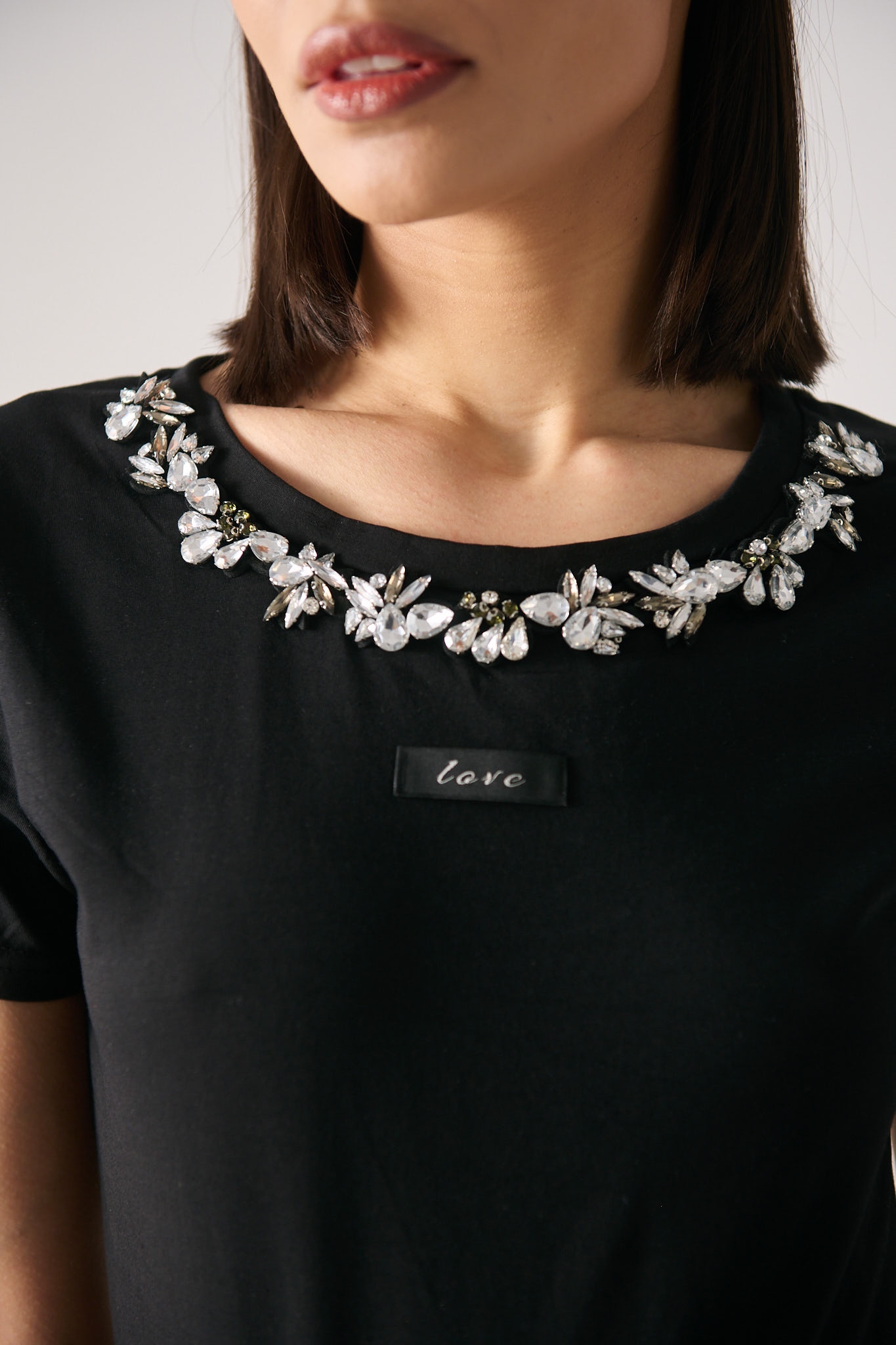 T-Shirt With Stones On The Neckline