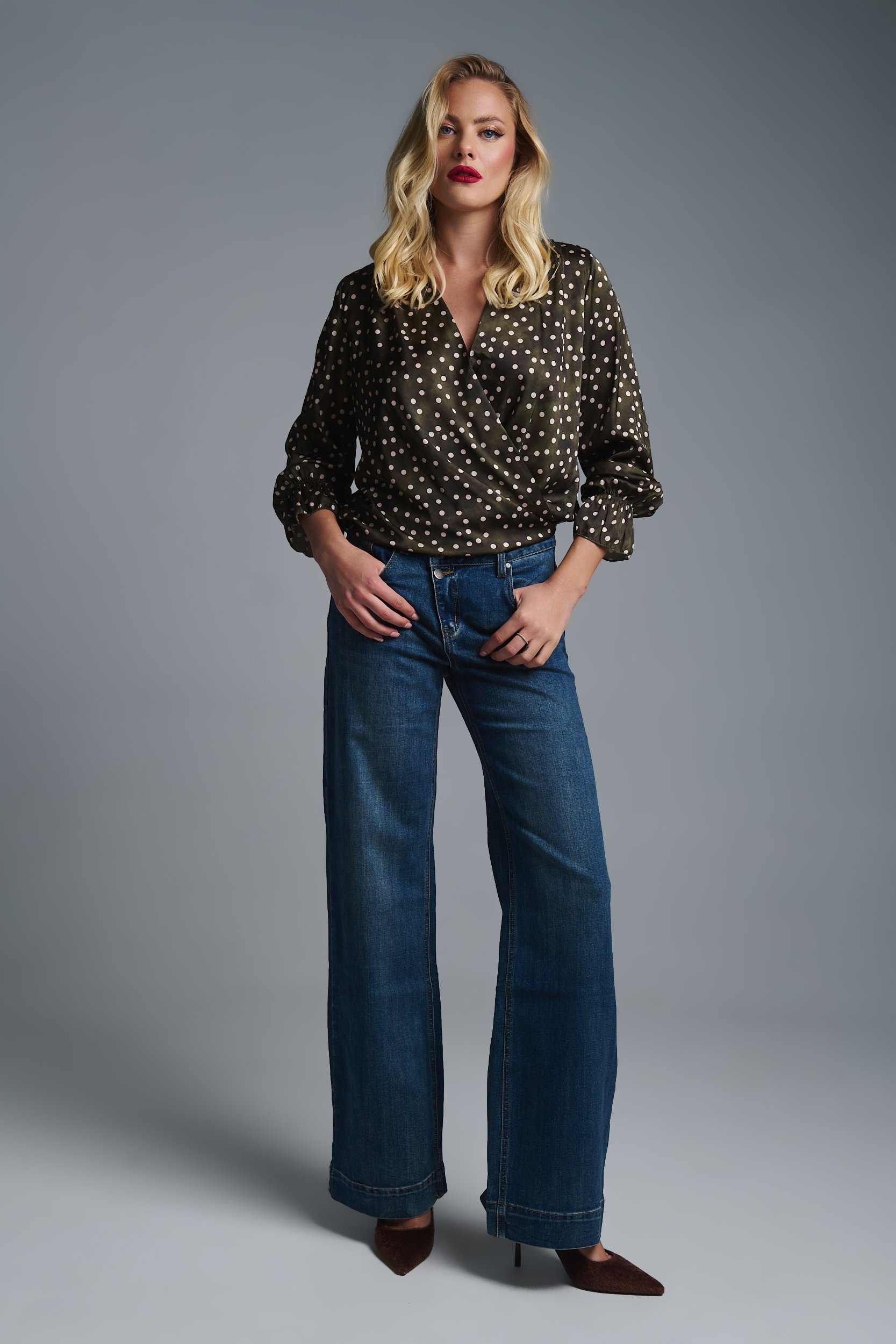 Τζιν Καμπάνα Λοξό Φερμουάρ Διπλό Κουμπί