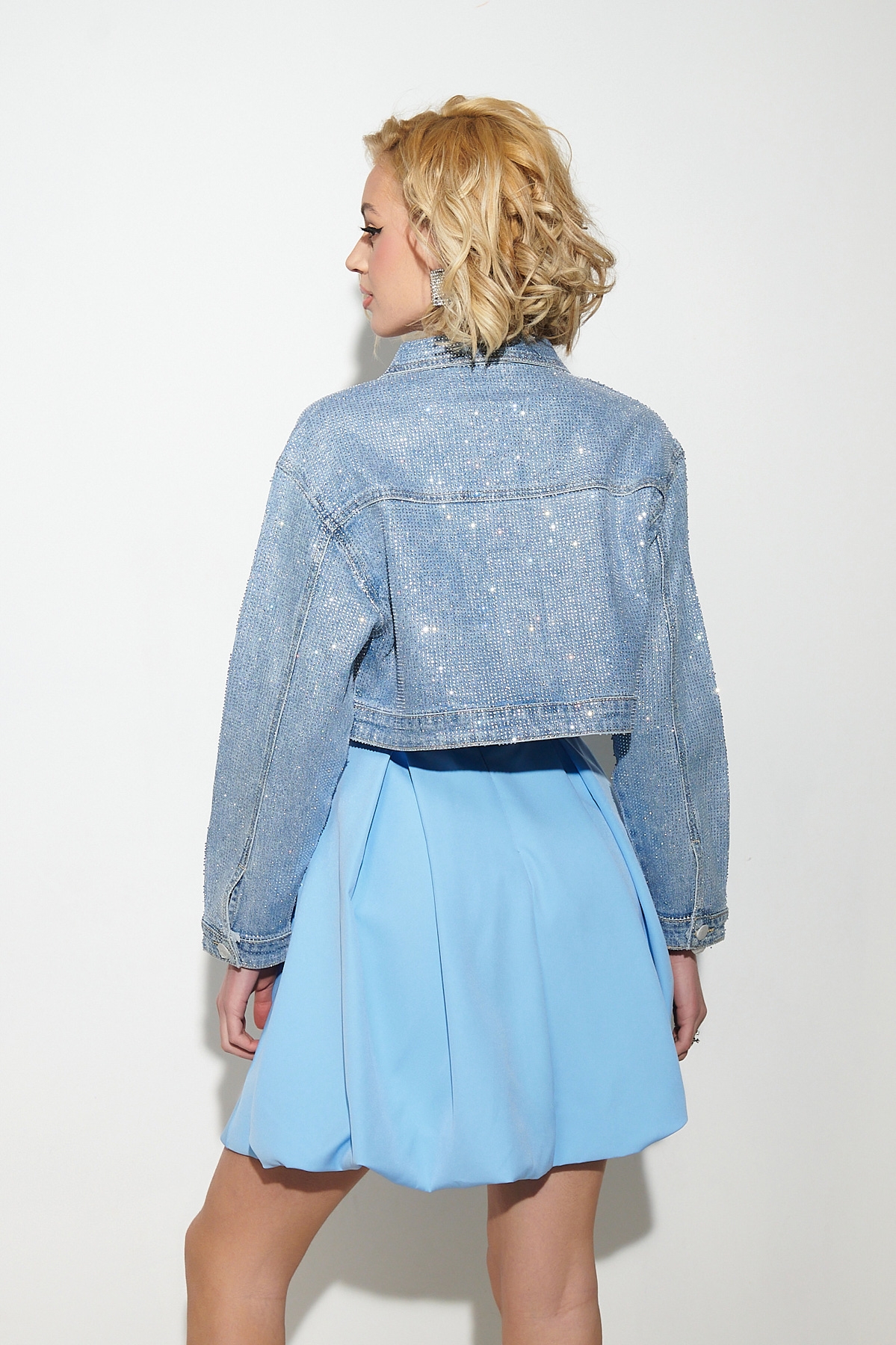 Pocket Rhrinestoned Jeans Jacket
