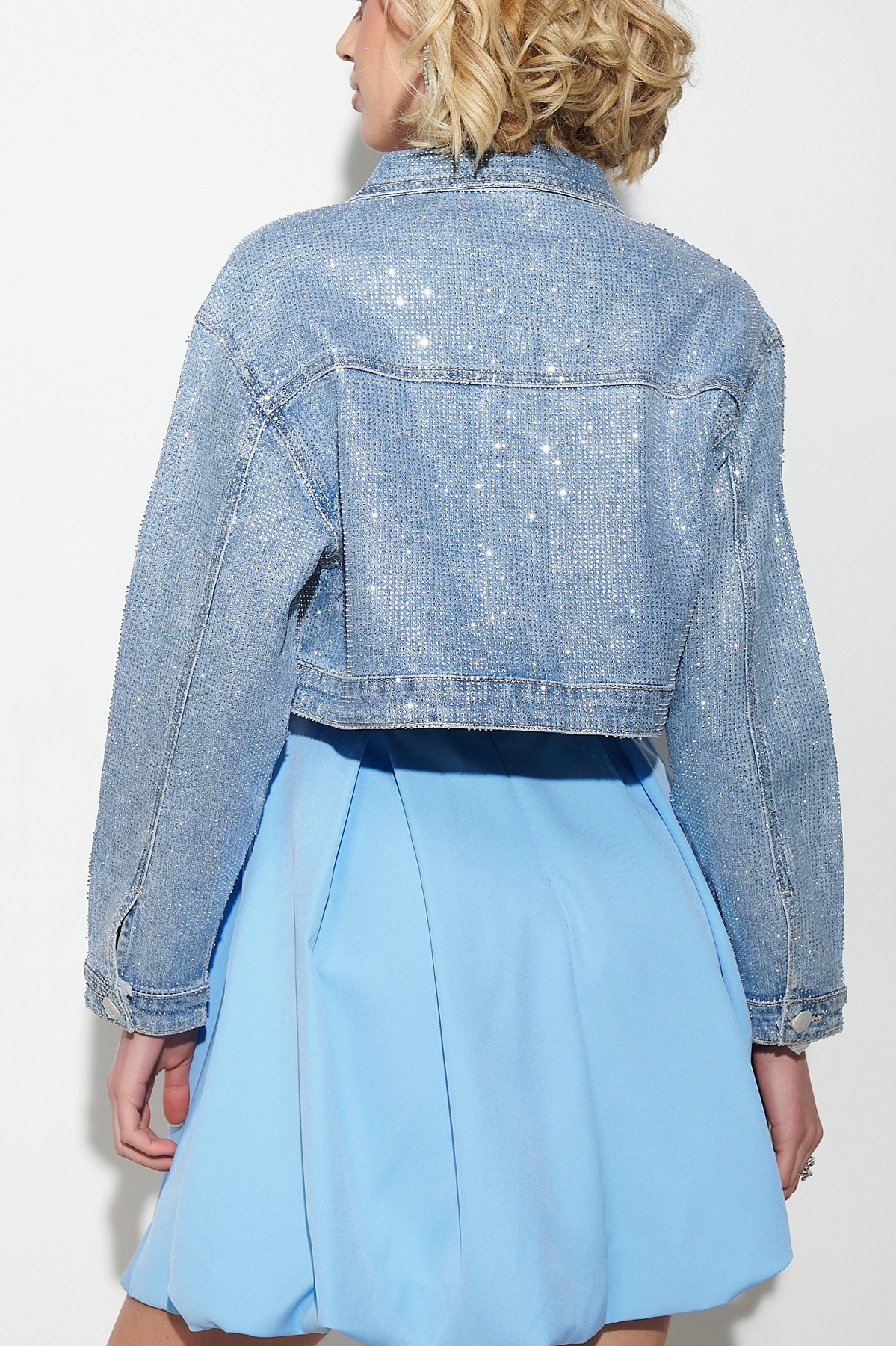 Pocket Rhrinestoned Jeans Jacket