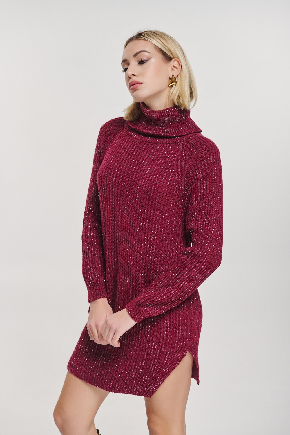 Lurex Knitted Turtleneck Dress