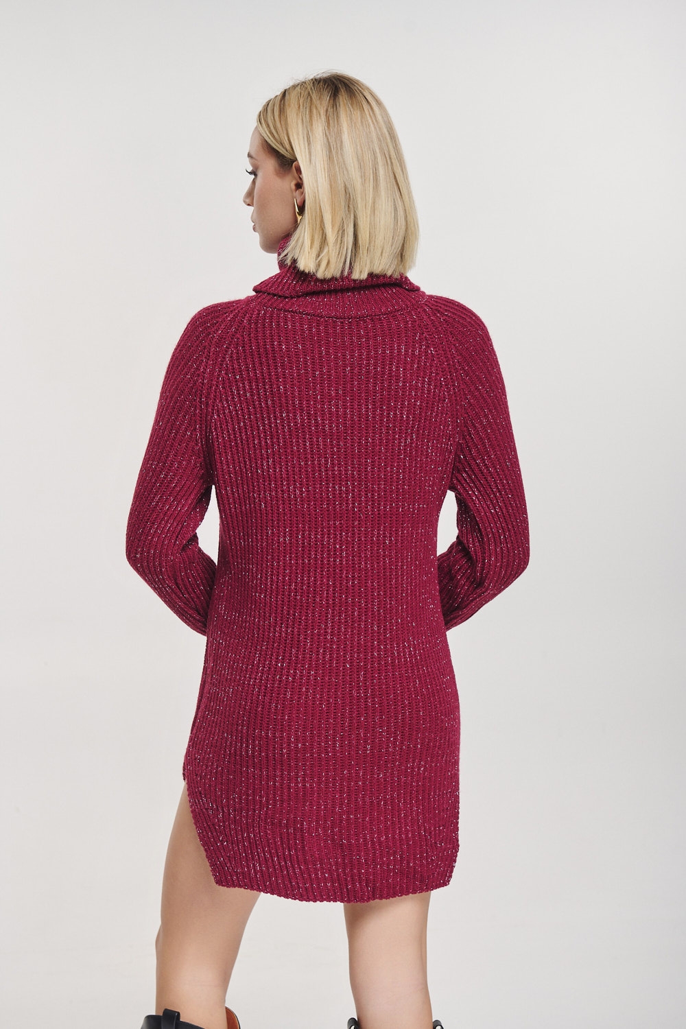 Lurex Knitted Turtleneck Dress