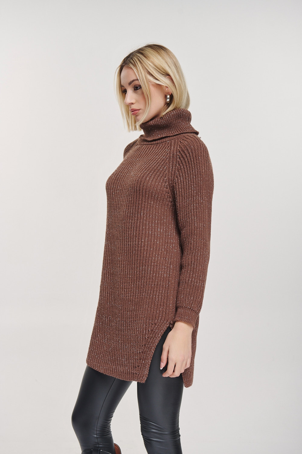 Lurex Knitted Turtleneck Dress