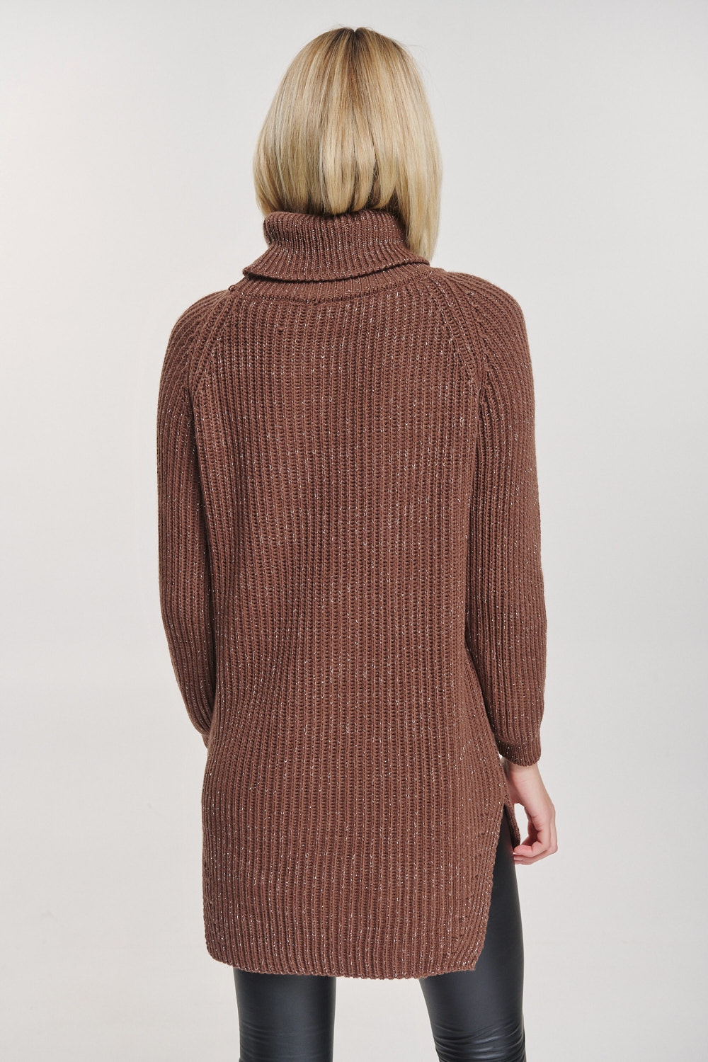 Lurex Knitted Turtleneck Dress