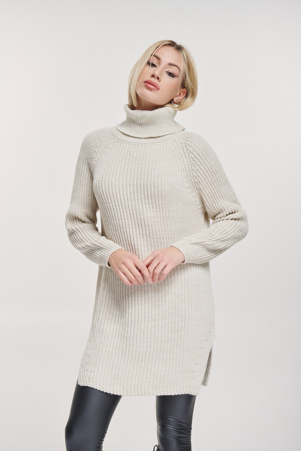 Lurex Knitted Turtleneck Dress