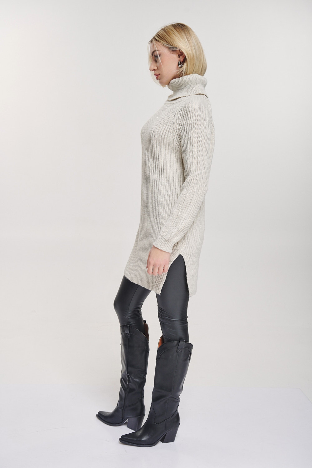 Lurex Knitted Turtleneck Dress