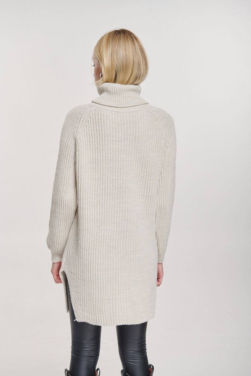 Lurex Knitted Turtleneck Dress