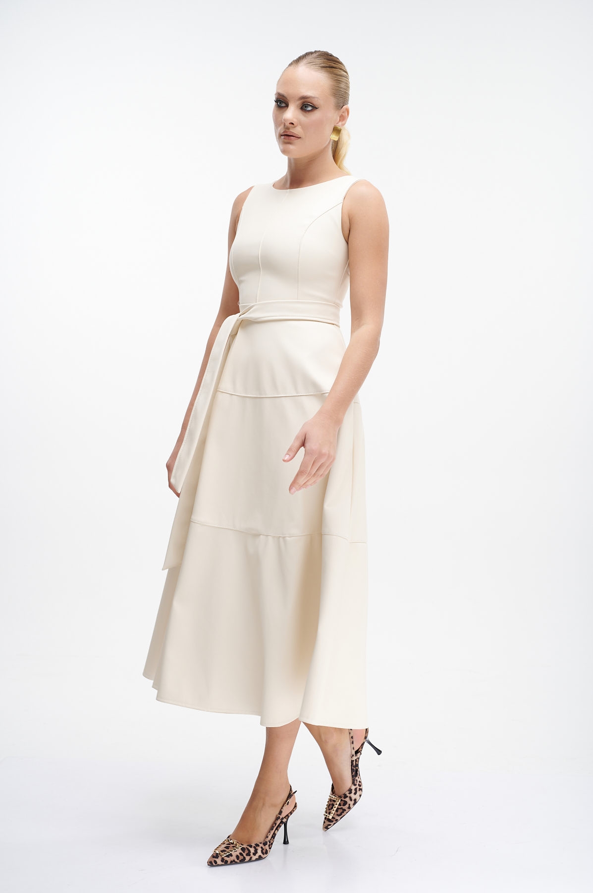 Sleeveless PU Maxi Dress