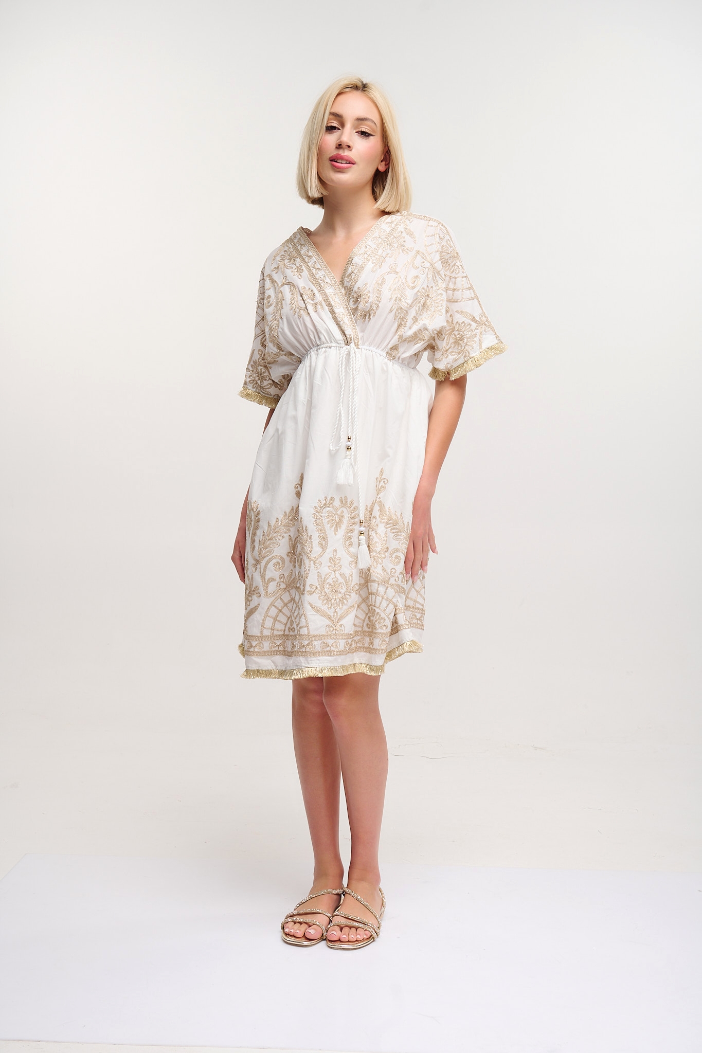 Gold Detailed Midi Dress