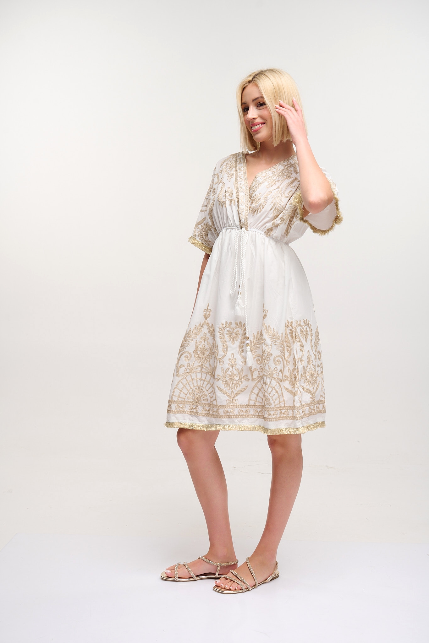 Gold Detailed Midi Dress