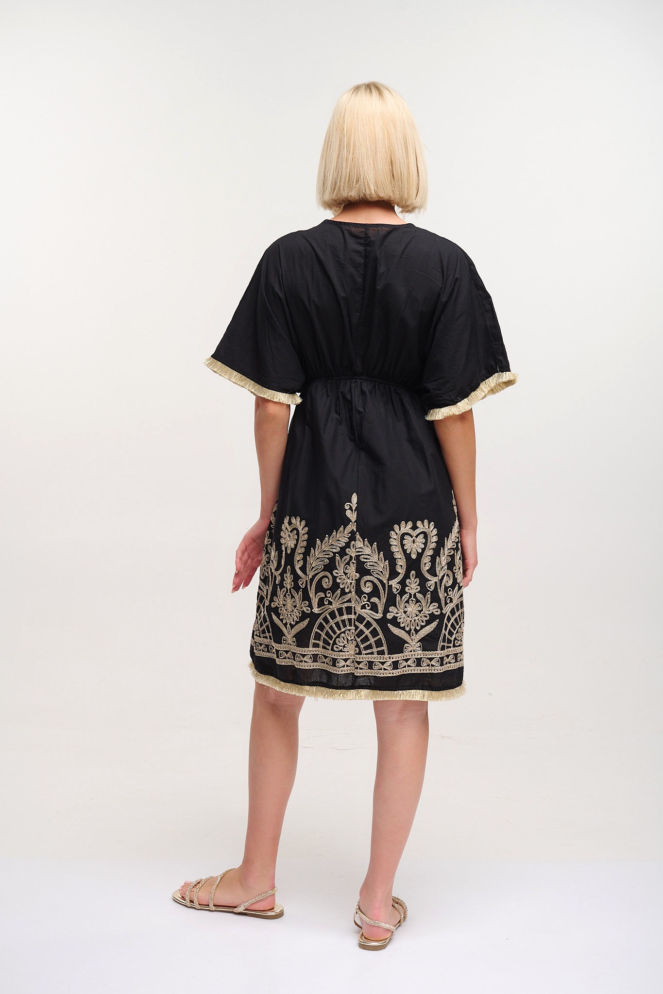 Gold Detailed Midi Dress