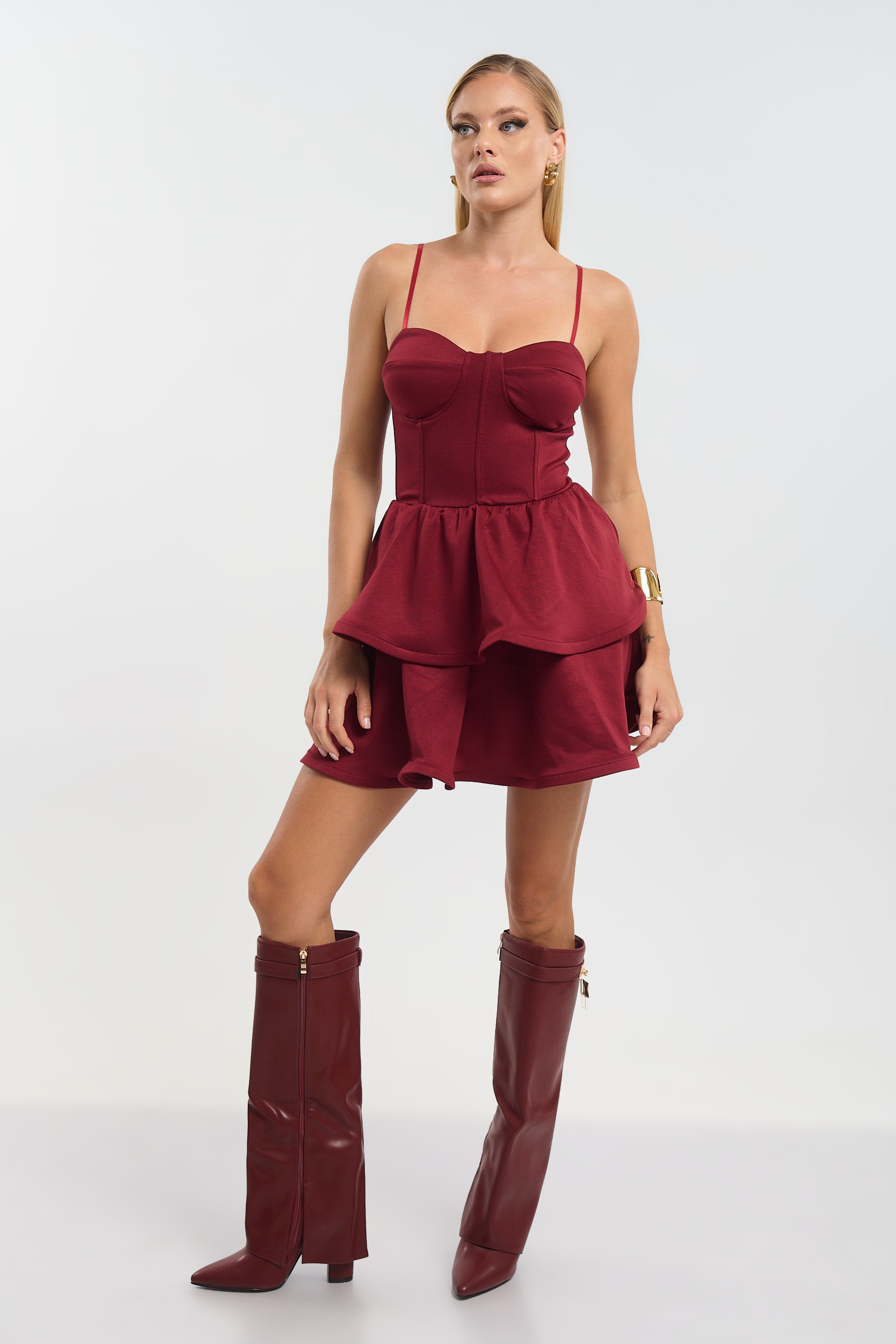 Mini Dress with Straps & Statement Ruffles – Flirty & Chic