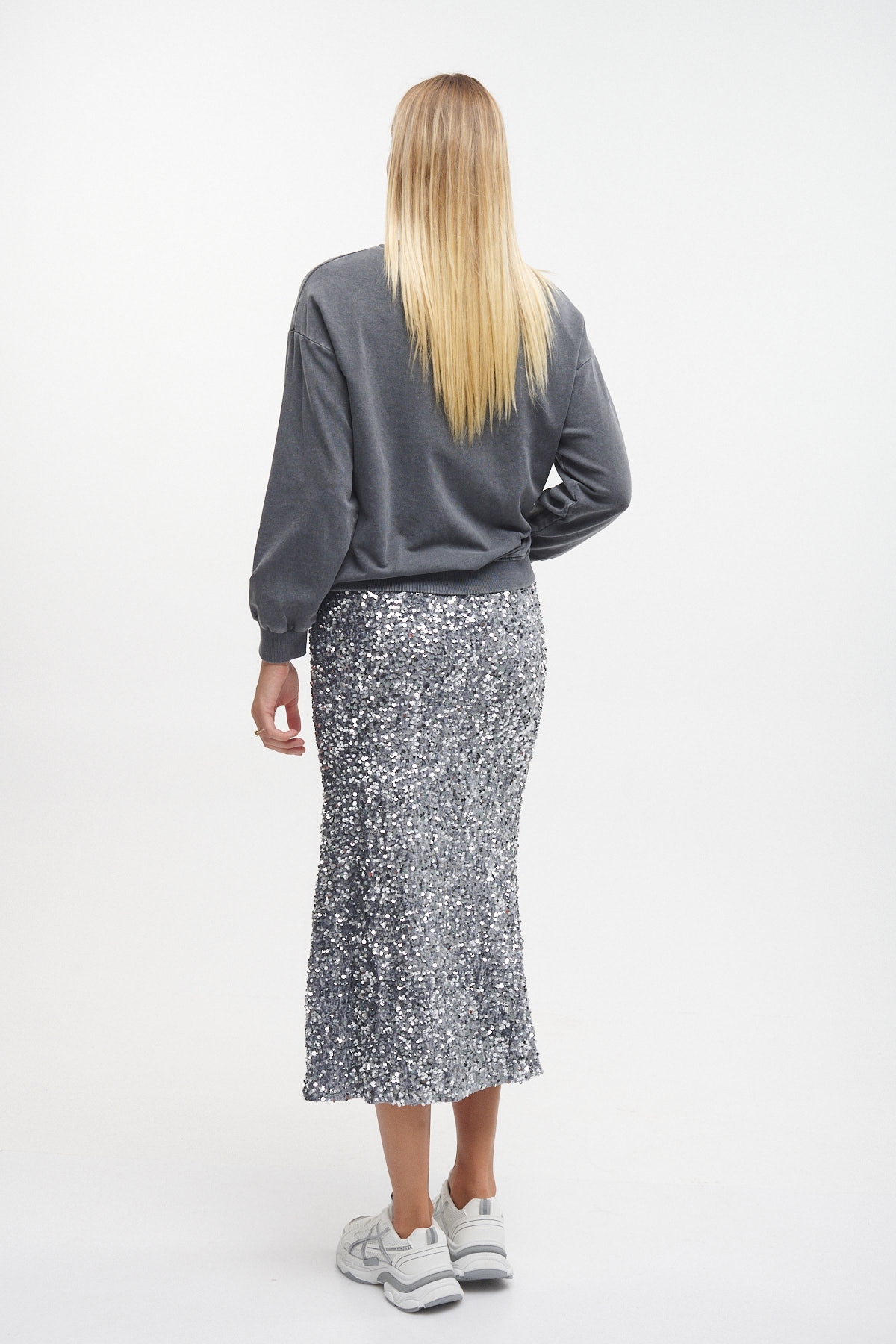 Velvet Sequin Midi Skirt