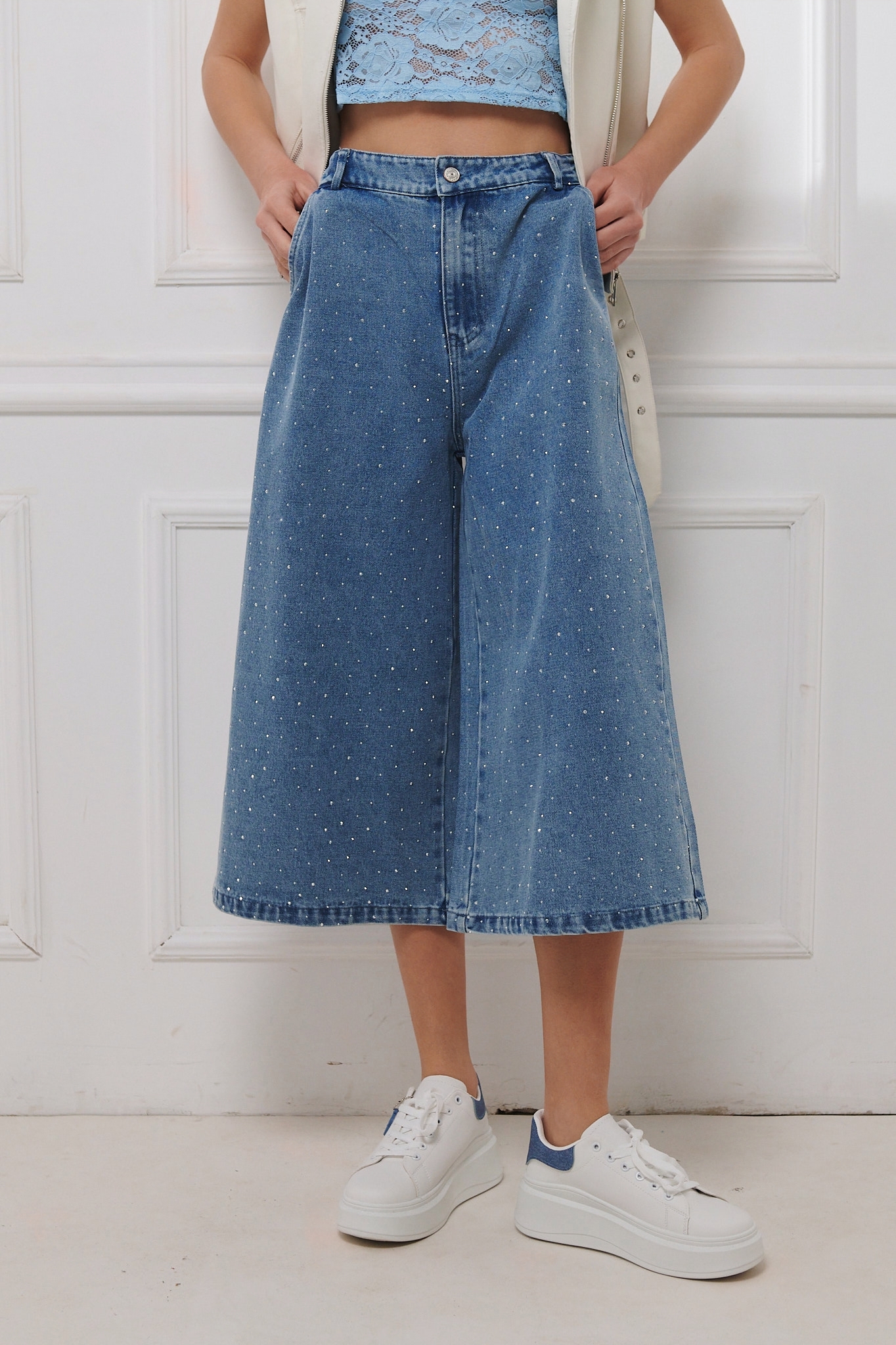 Set Vest With Jean With Rhinestones