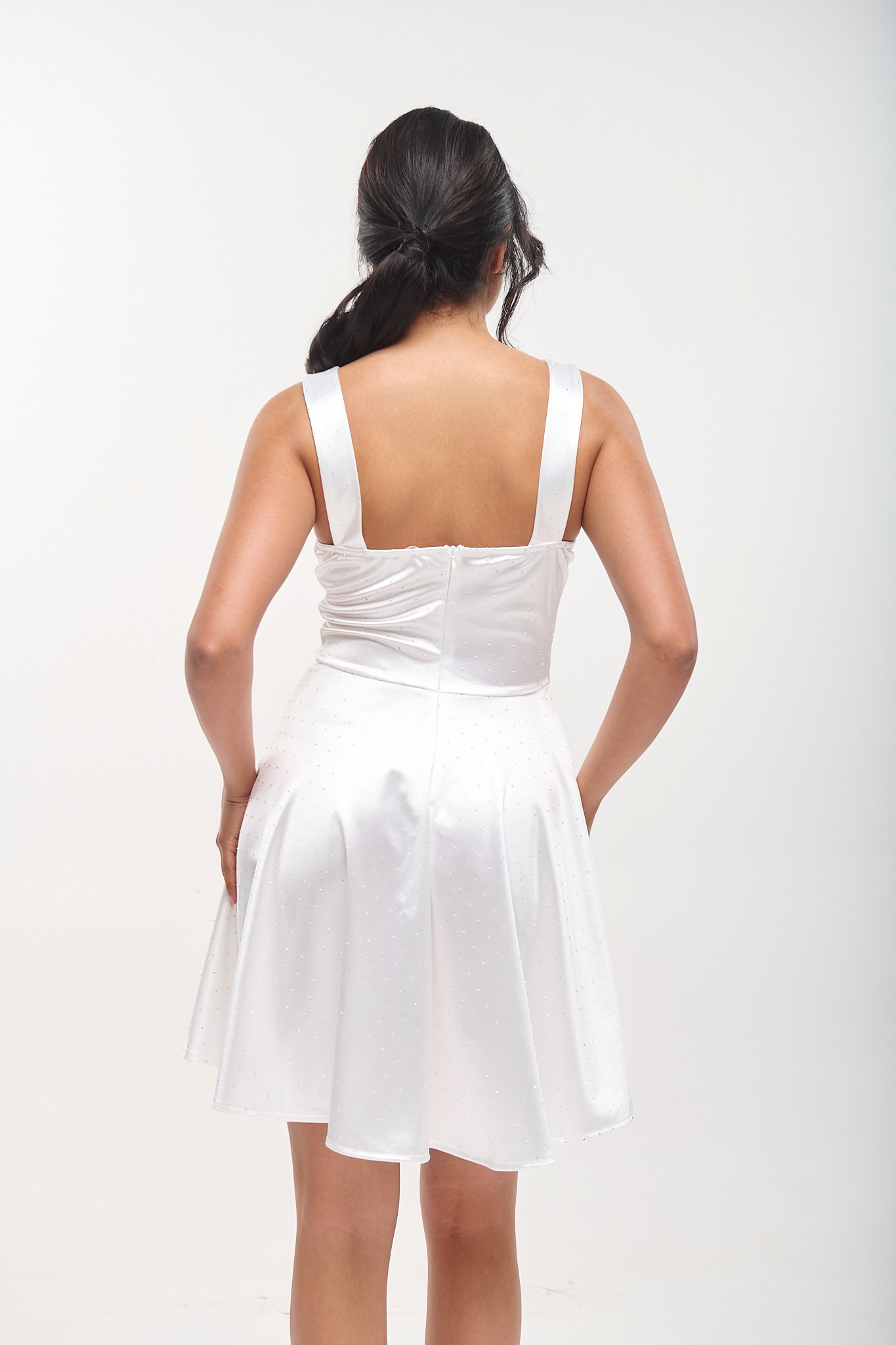 Mini Dress With Tulle & Rhinestones