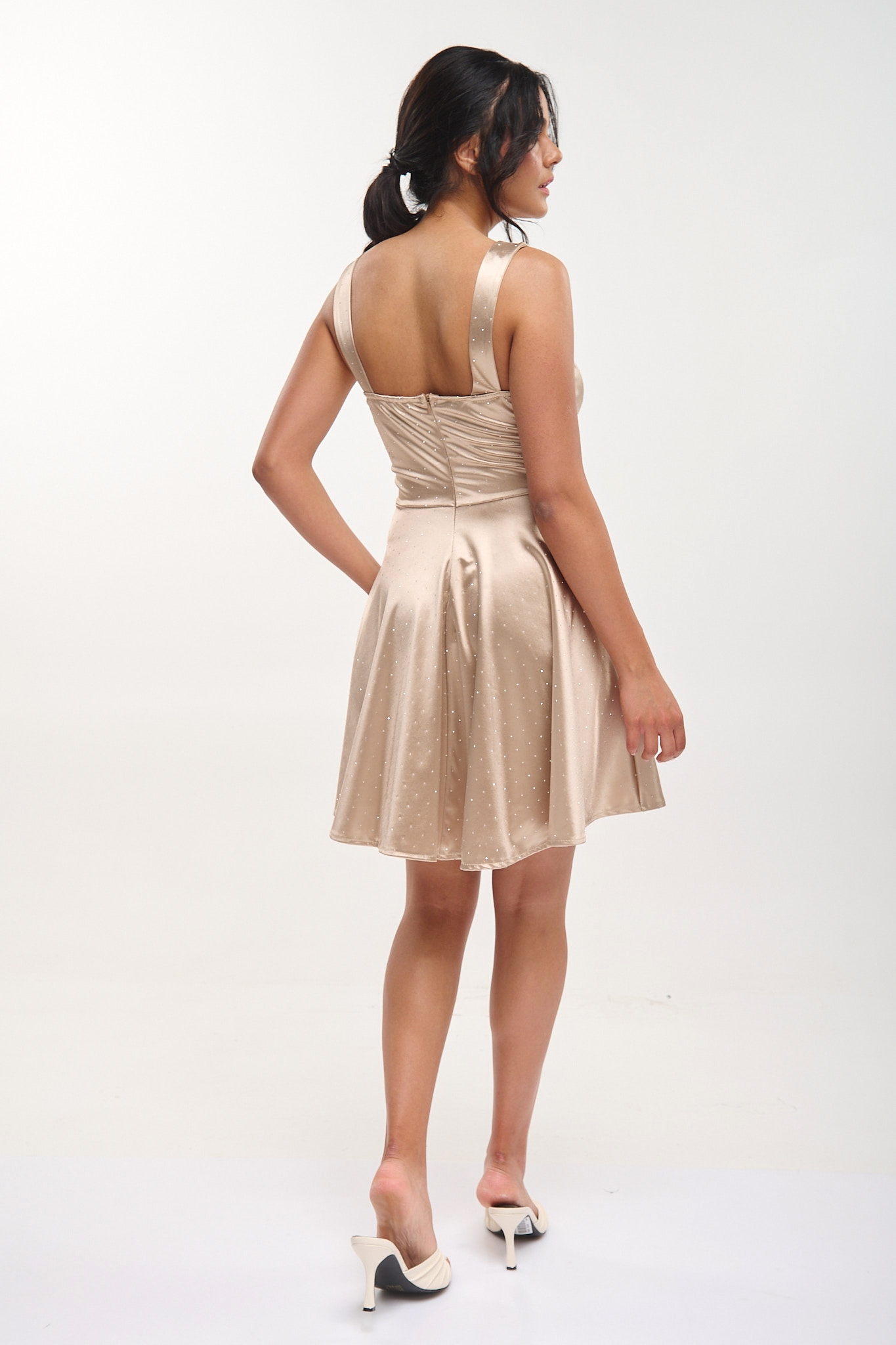 Mini Dress With Tulle & Rhinestones
