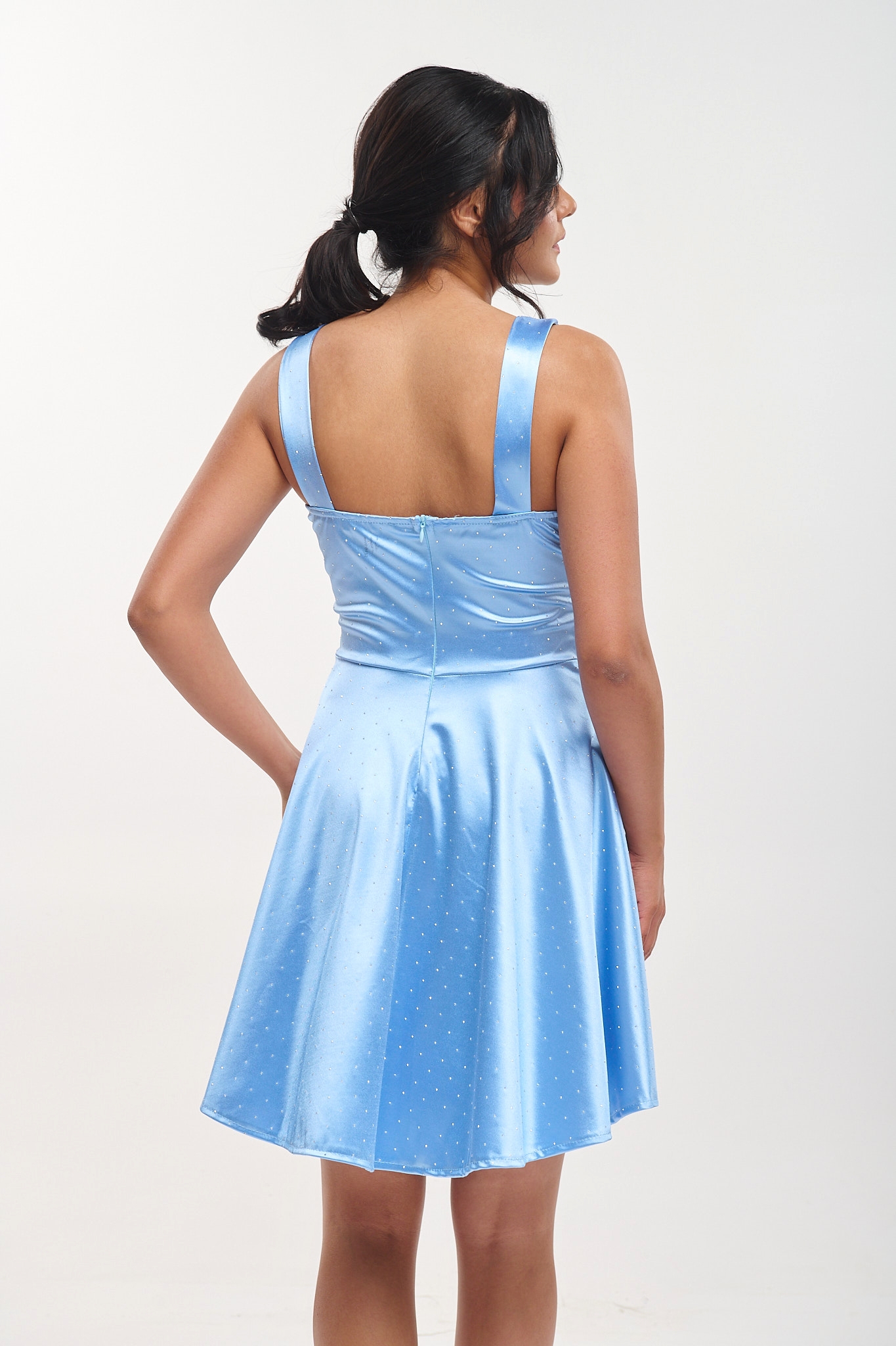 Mini Dress With Tulle & Rhinestones