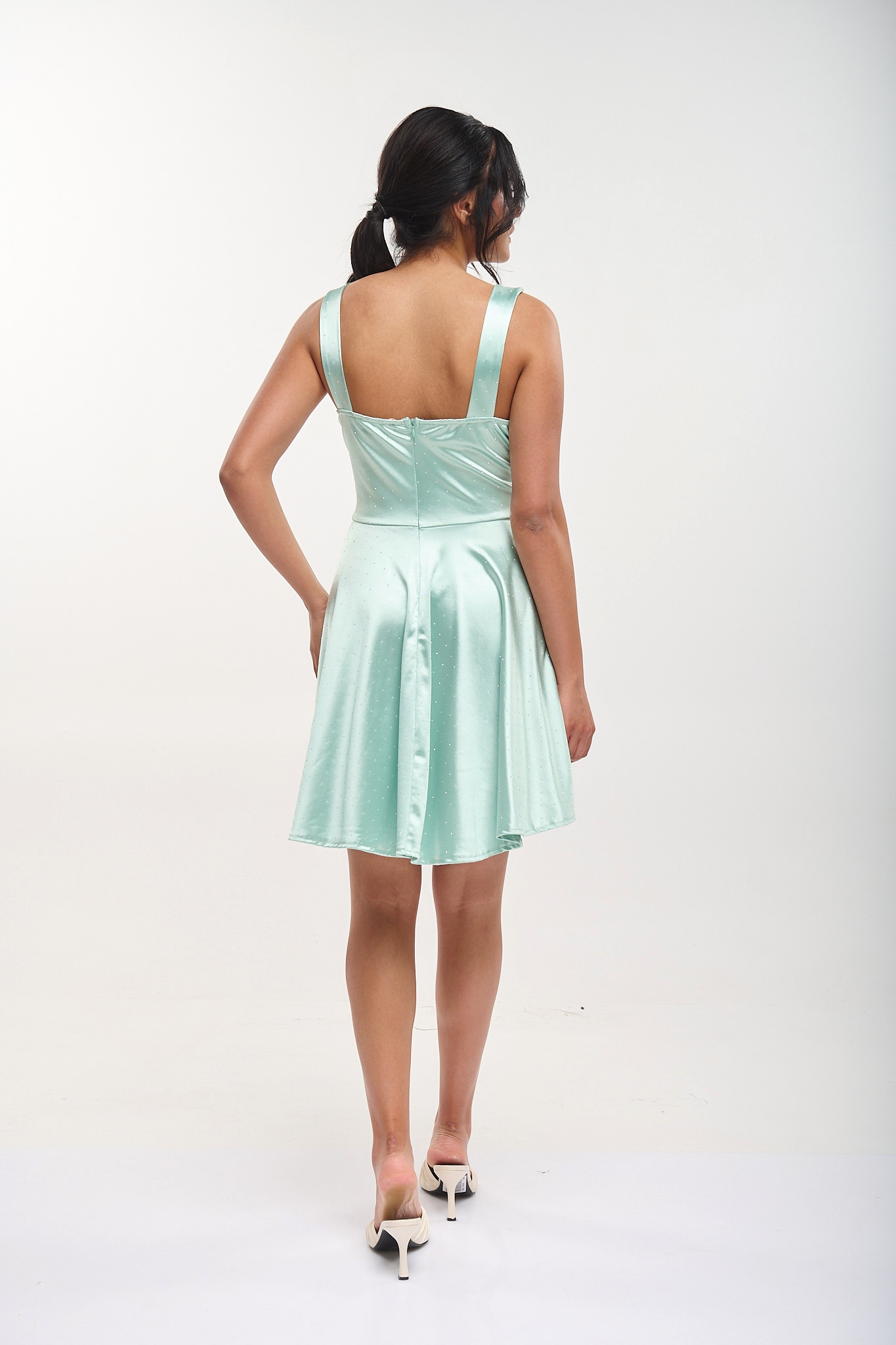Mini Dress With Tulle & Rhinestones