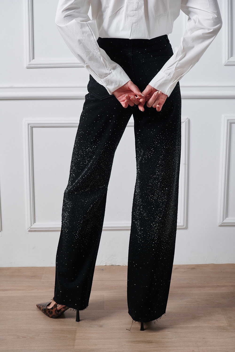 Rhinestone Wide Leg Jeans