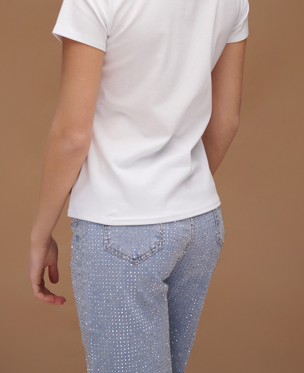 Rhinestoned Straight Line Jeans