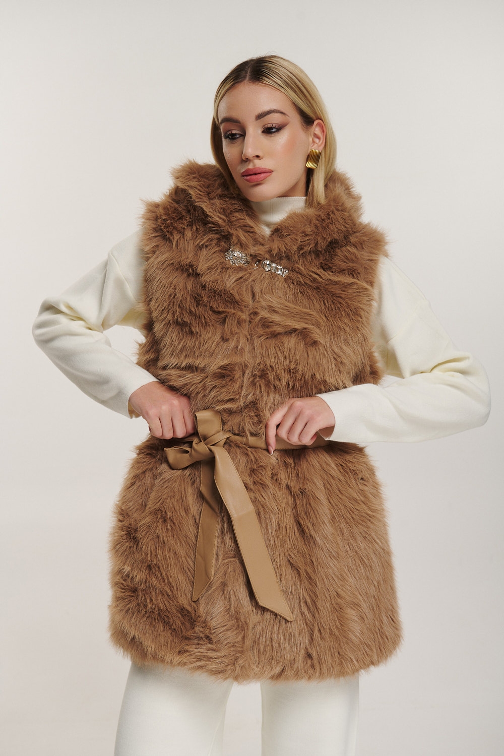 Belted Fur Vest Fur