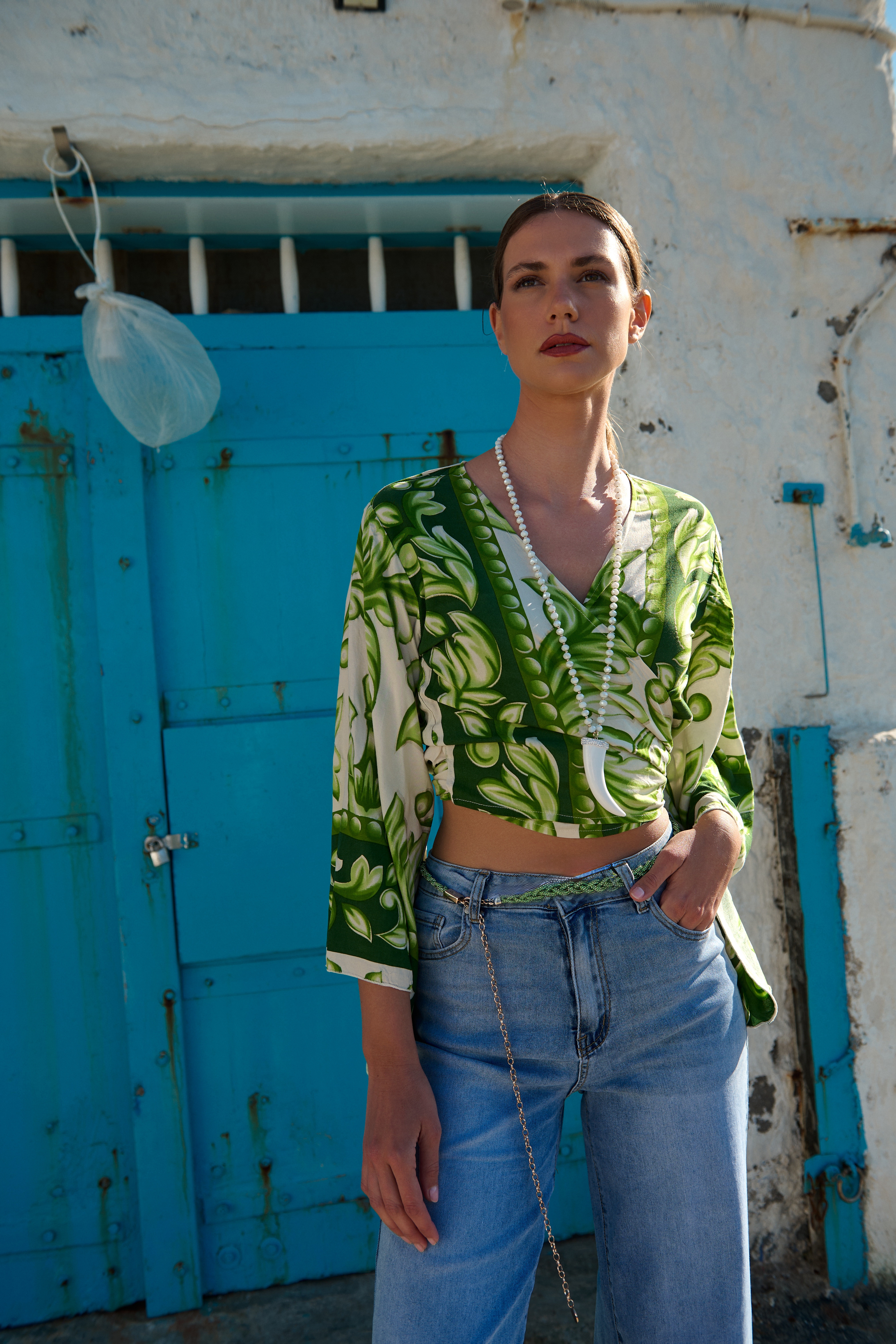 Ble Floral Top With Bell Sleeves