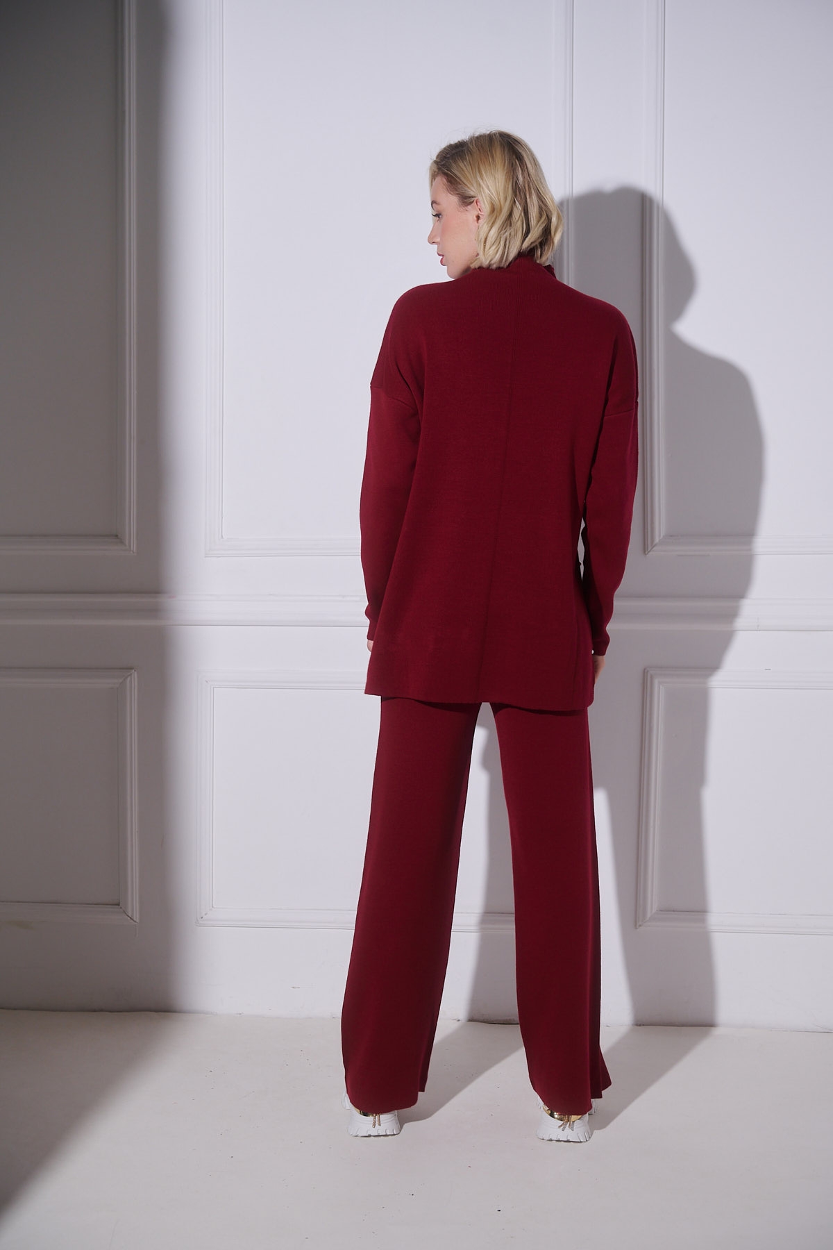 Rearl Polo Neck Blouse & Wide Pants Set